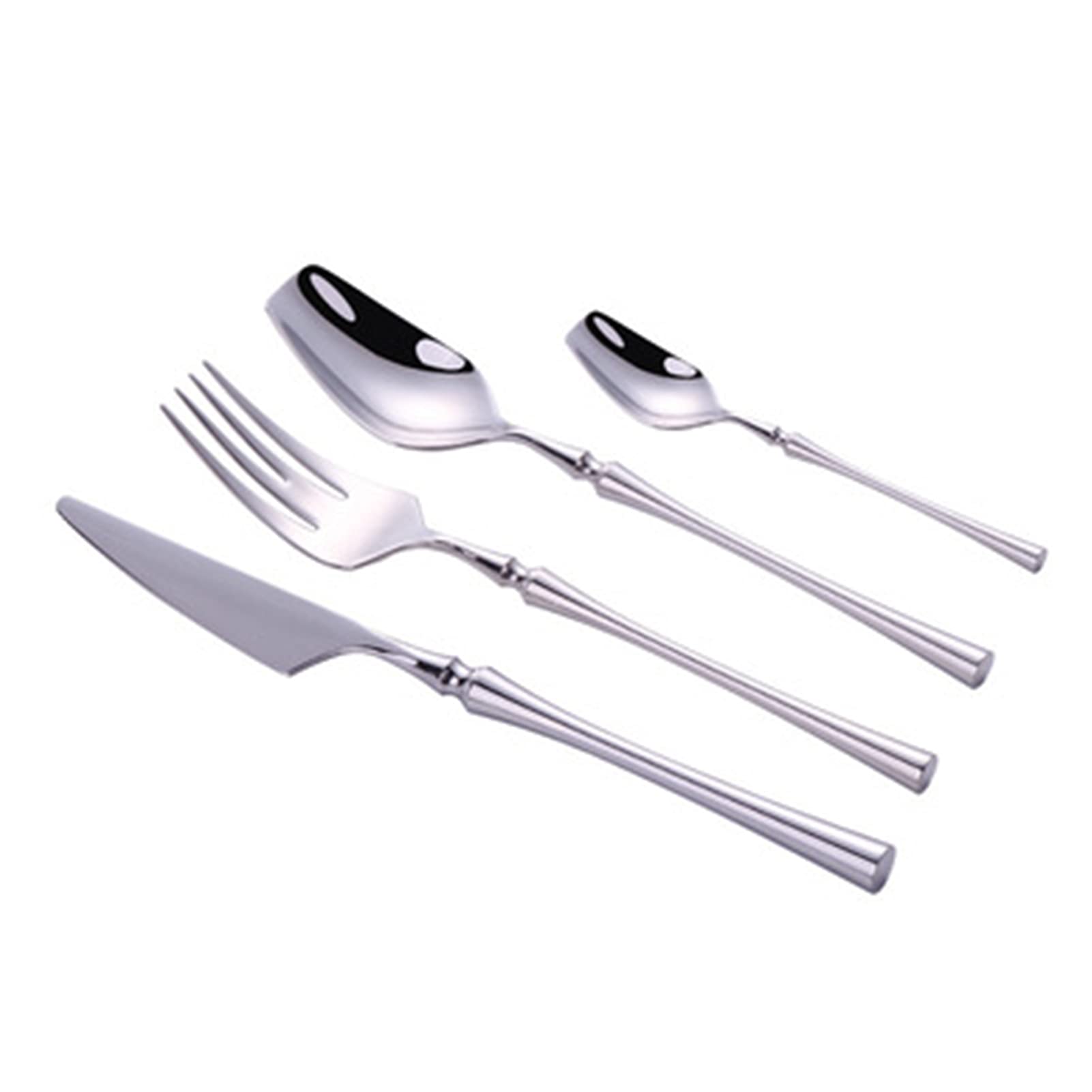 LEFUYAN Royalin 4-Piece Stainless Steel Flatware Set - Modern Cylindrical Handle Design, Includes Forks, Spoons & Knives - Elegant Dining Utensils for Restaurants, Weddings & Home Dinner Parties