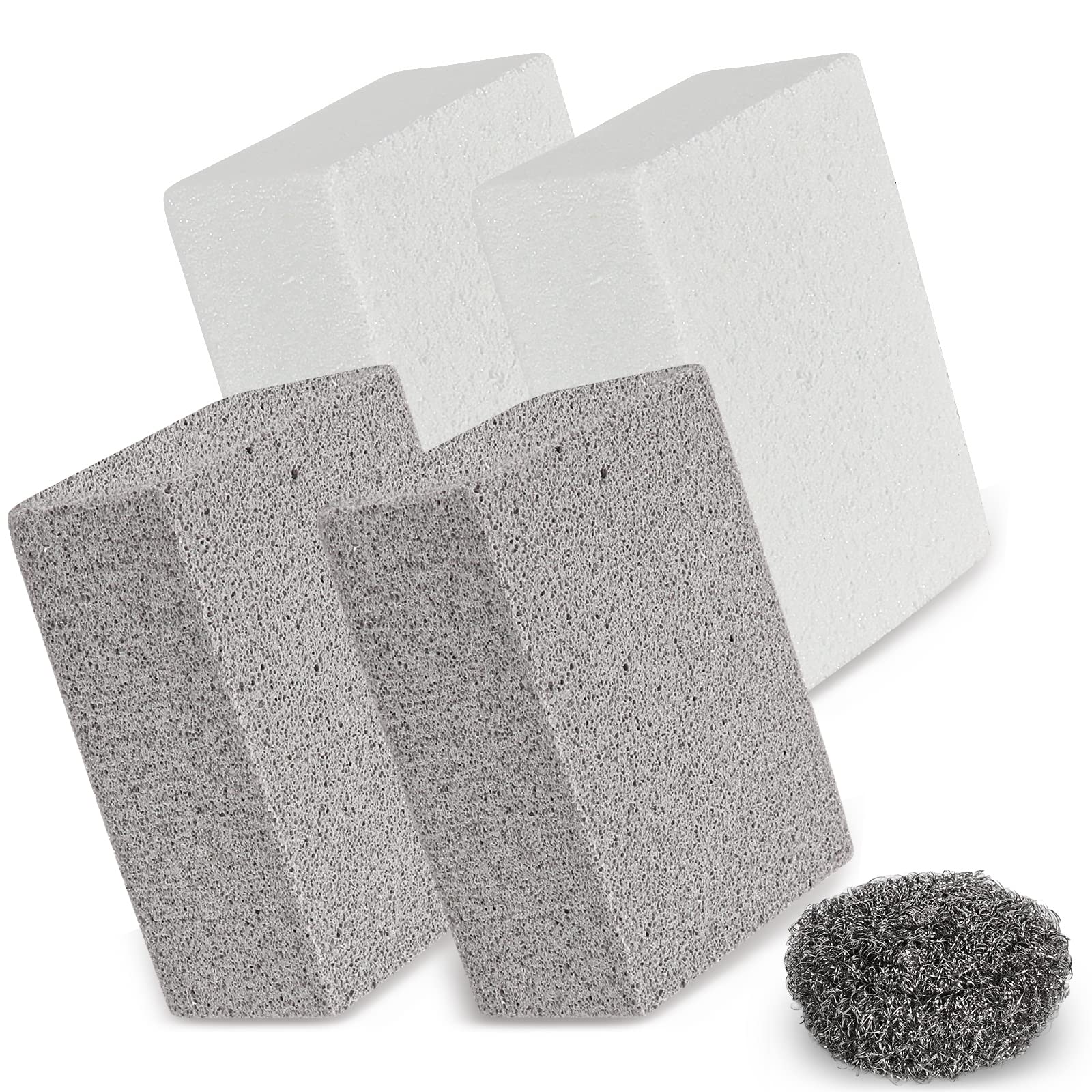 **Grill Stone Cleaning Block Kit - 4 Pack Pumice Stone & Stainless Steel Scouring Pad for Flat Top Grill, Remove Grease, Stains & Residues - Perfect for BBQ, Griddle & Commercial Kitchen Cleaning**
