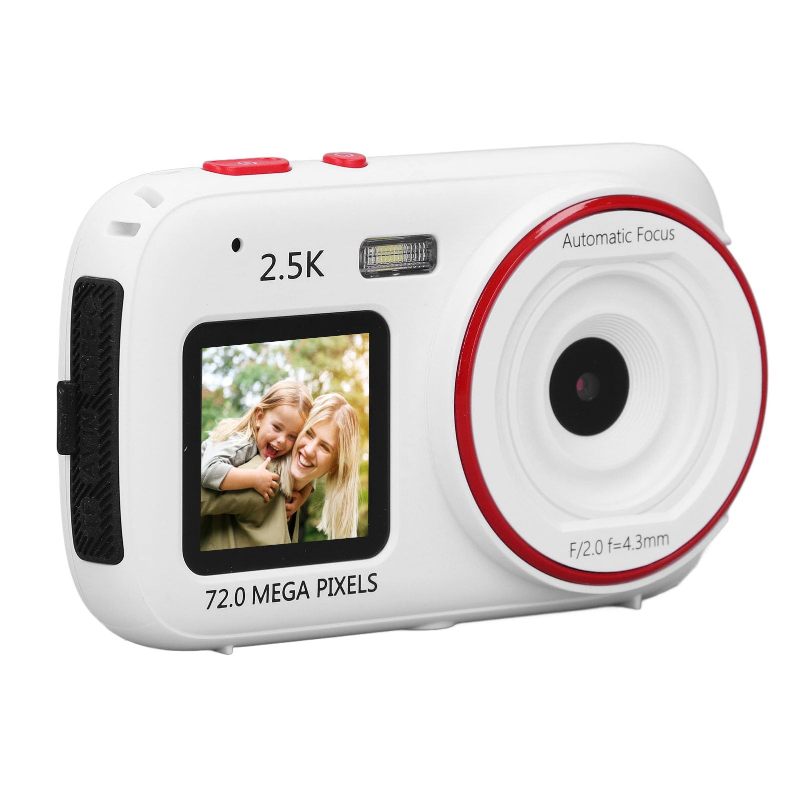 72MP Digital Camera with 16X Zoom & Dual Screen - Compact Vlogging Camera for Beginners, Autofocus Point and Shoot Travel Camera for Photography & Selfies (White) - Perfect for Travel Vlogging, YouTube Content Creation & Everyday Photography