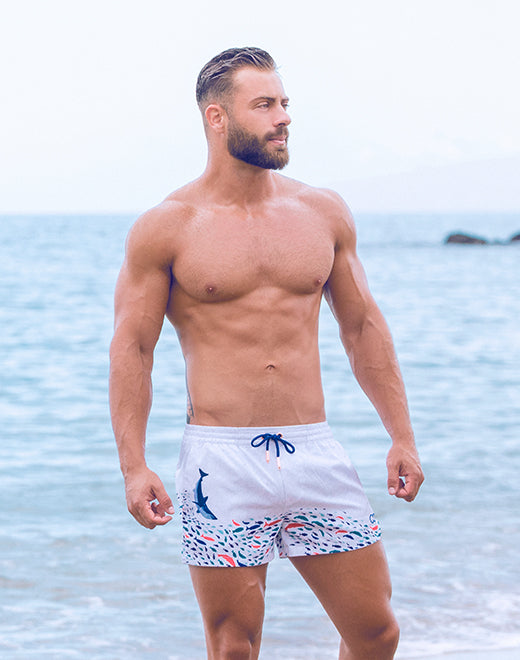 Printed Bronte Shorts - Seascape White | Women's Casual Summer Shorts for Beach, Vacation & Outdoor Activities