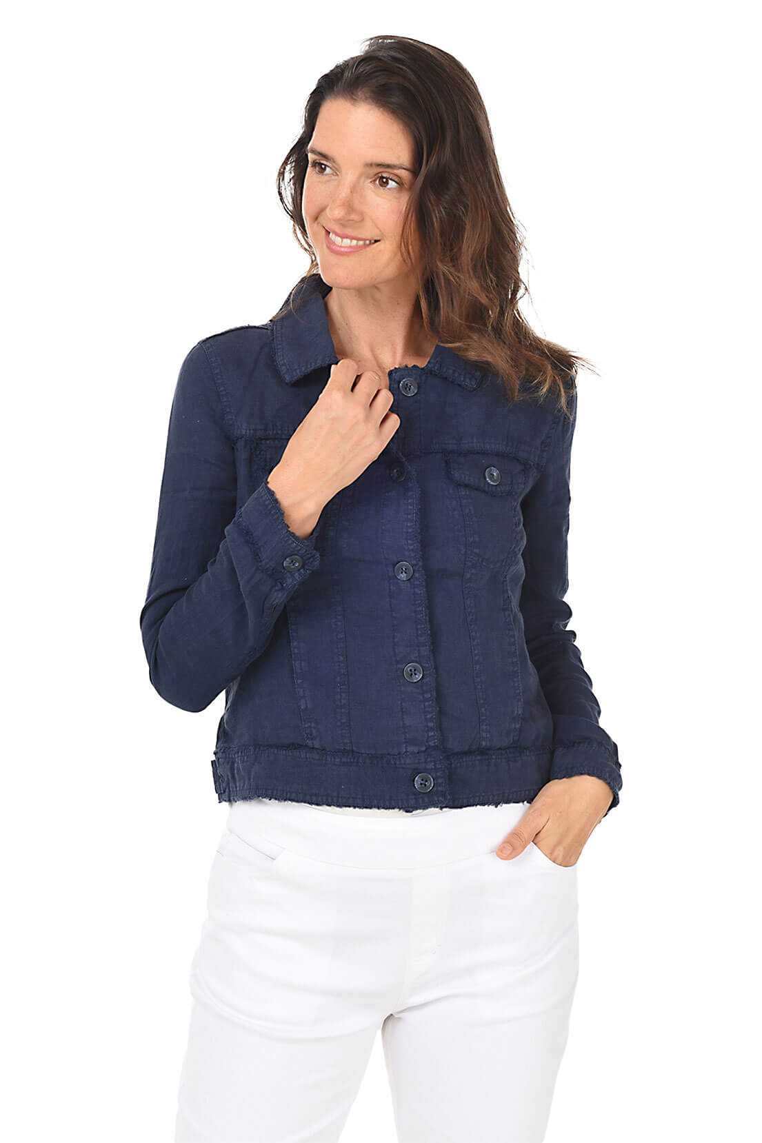 Distressed Frayed Linen Jacket for Women - Lightweight Summer Overshirt - Boho Chic Style for Beach, Travel & Casual Outings