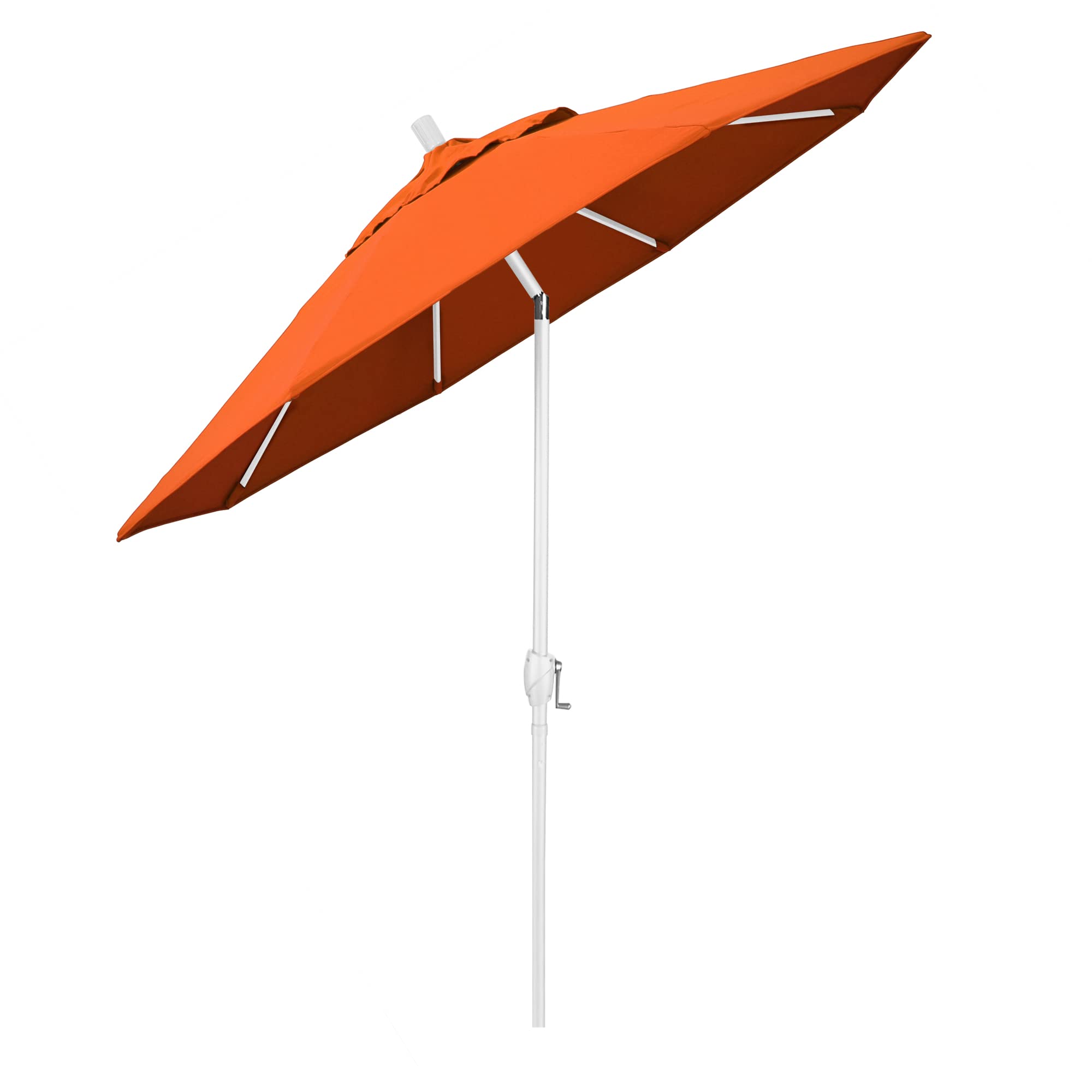 9' Round Aluminum Market Umbrella with Crank Lift & Tilt - White Pole for Patio & Outdoor Dining