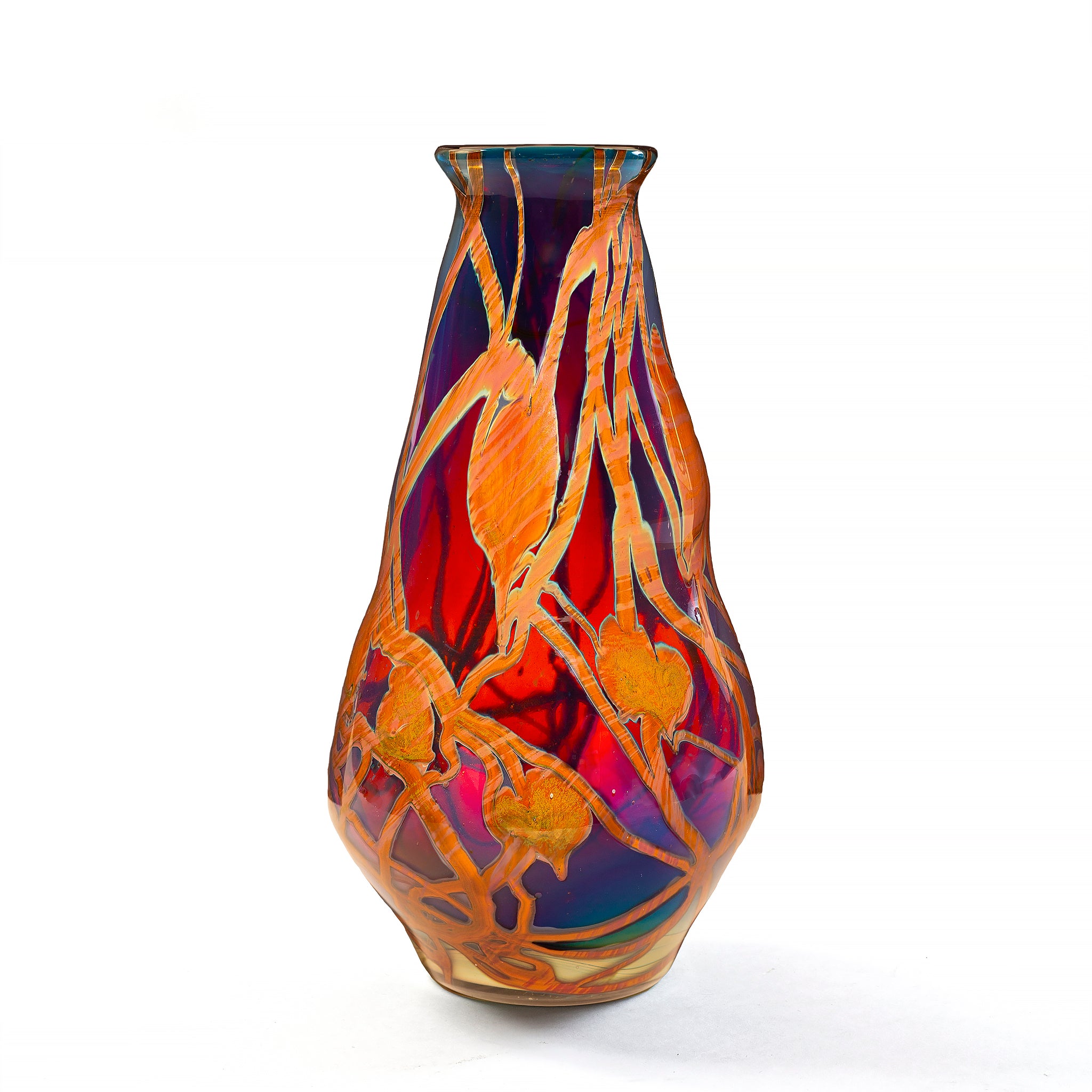 Tiffany Studios New York Leaf and Vine Reactive Glass Paperweight Vase - Elegant Home Decor for Living Room, Office Desk & Gift Giving