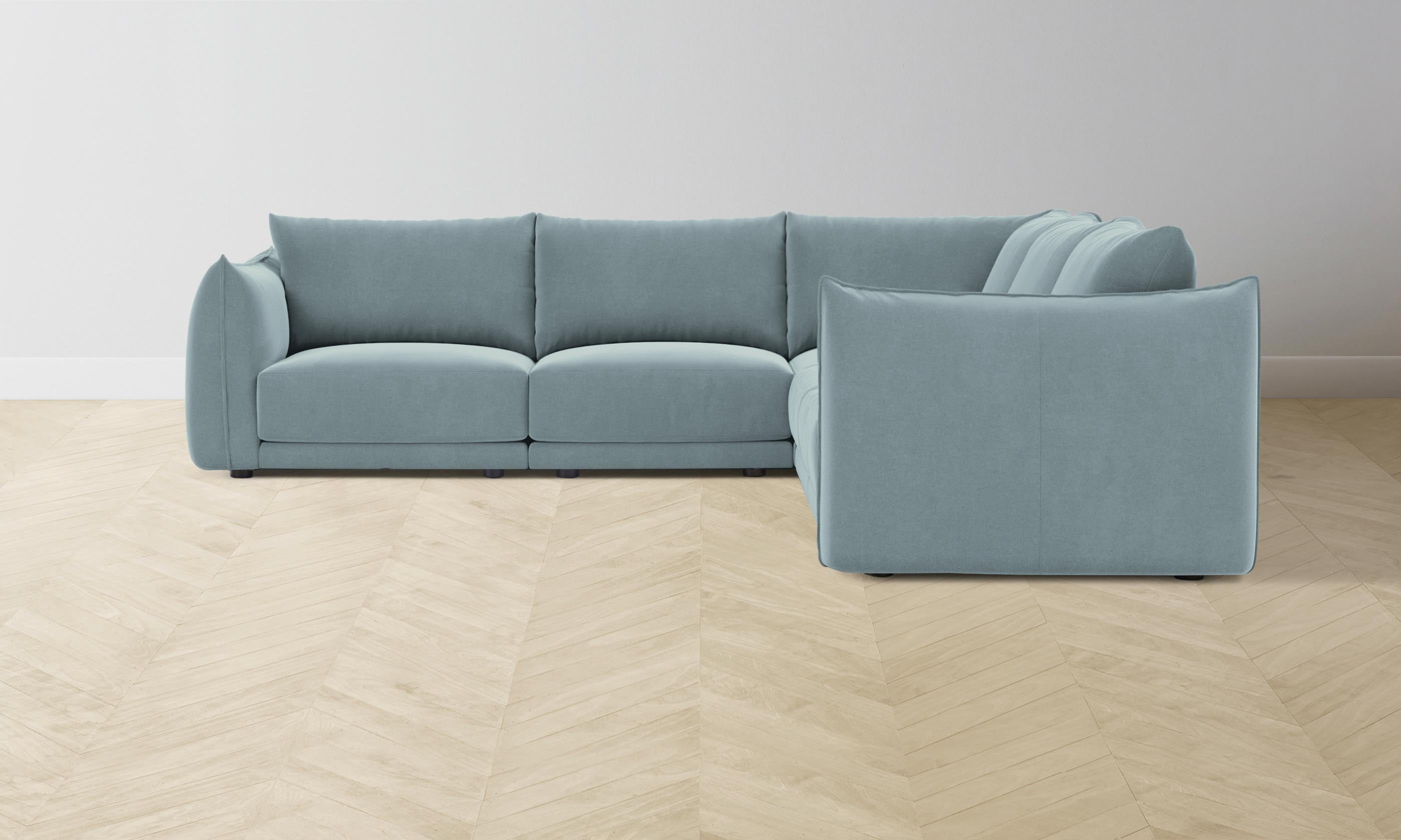 The Jones Modular Sectional Sofa - Mohair Slate Blue Upholstery | Modern Living Room Furniture for Small Spaces & Apartments | Comfortable L-Shaped Couch with Removable Cushions
