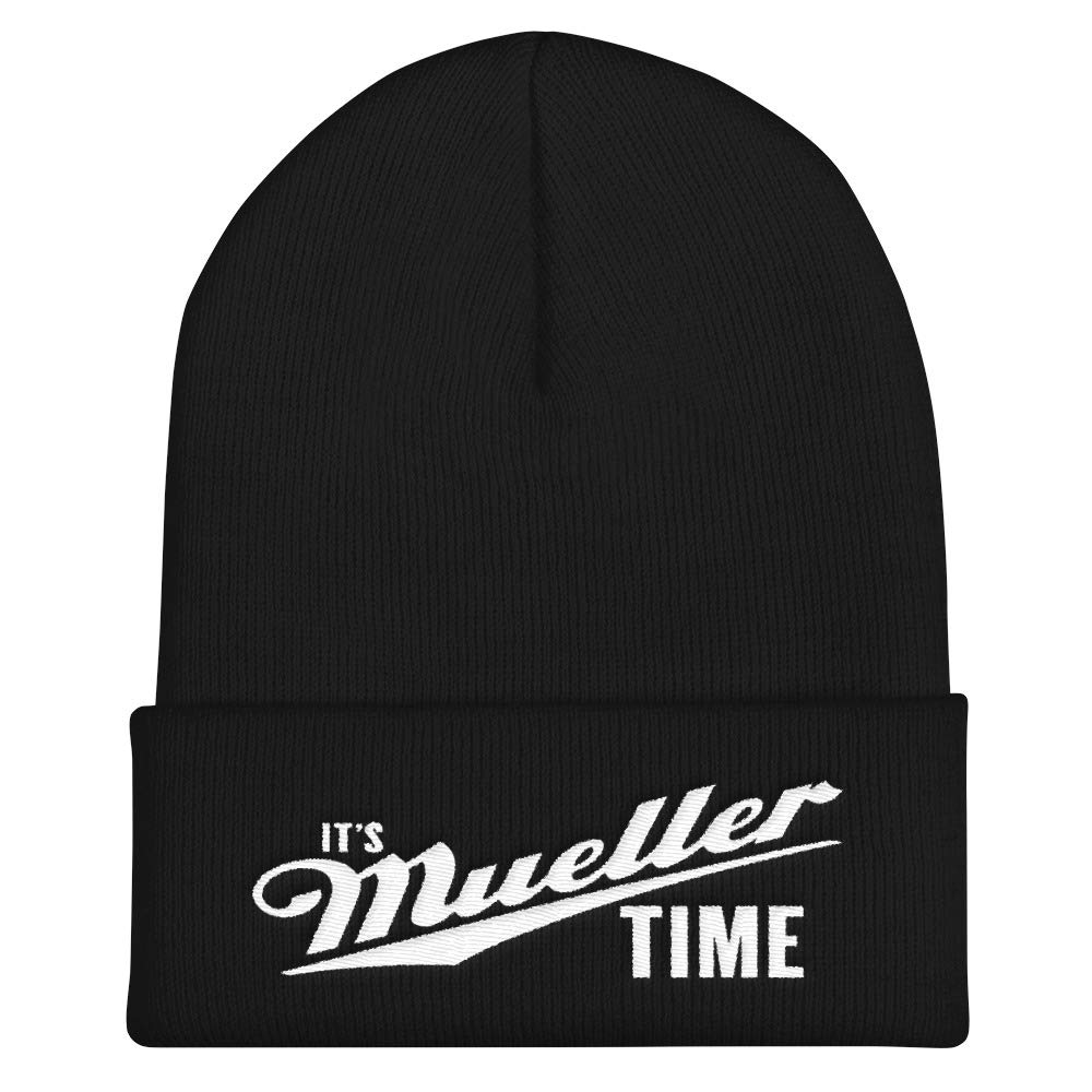 Mueller Time Hat - Embroidered Cuffed Beanie for Men & Women - Robert Mueller Parody Black Winter Cap - Perfect for Political Events, Cold Weather & Gift Giving