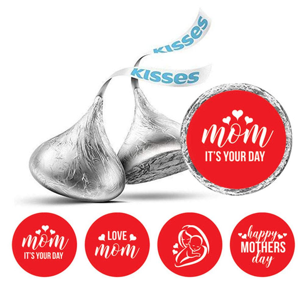 Mom It's Your Day Stickers - 190 Pcs DIY Candy Chocolate Labels for Mother's Day Gifts, Party Favors & Scrapbooking (Red)