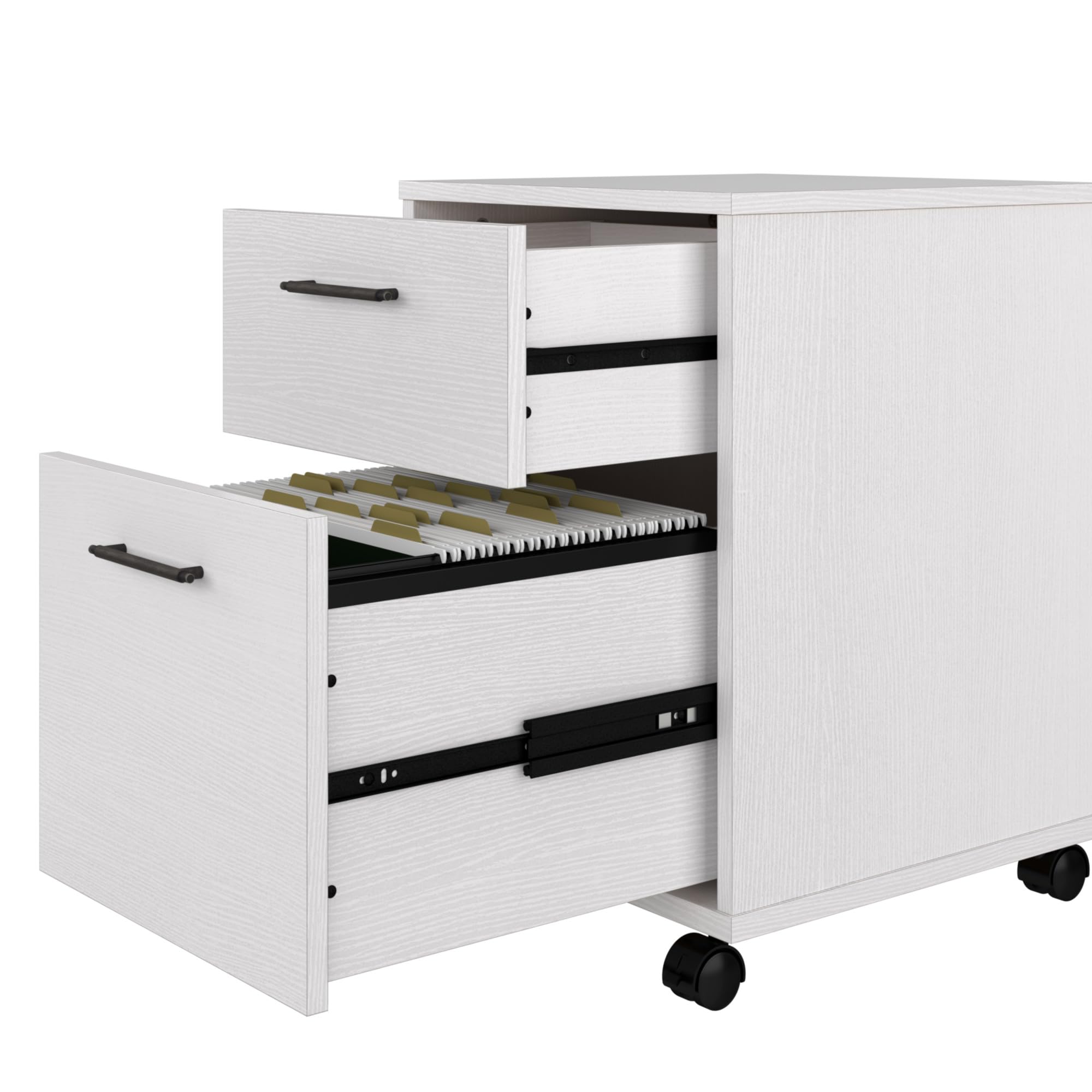 Bush Furniture Key West 2-Drawer Mobile File Cabinet - Rolling Office Storage Cabinet for Home & Workspace | Perfect for Organizing Documents in Small Spaces & Mobile Workstations