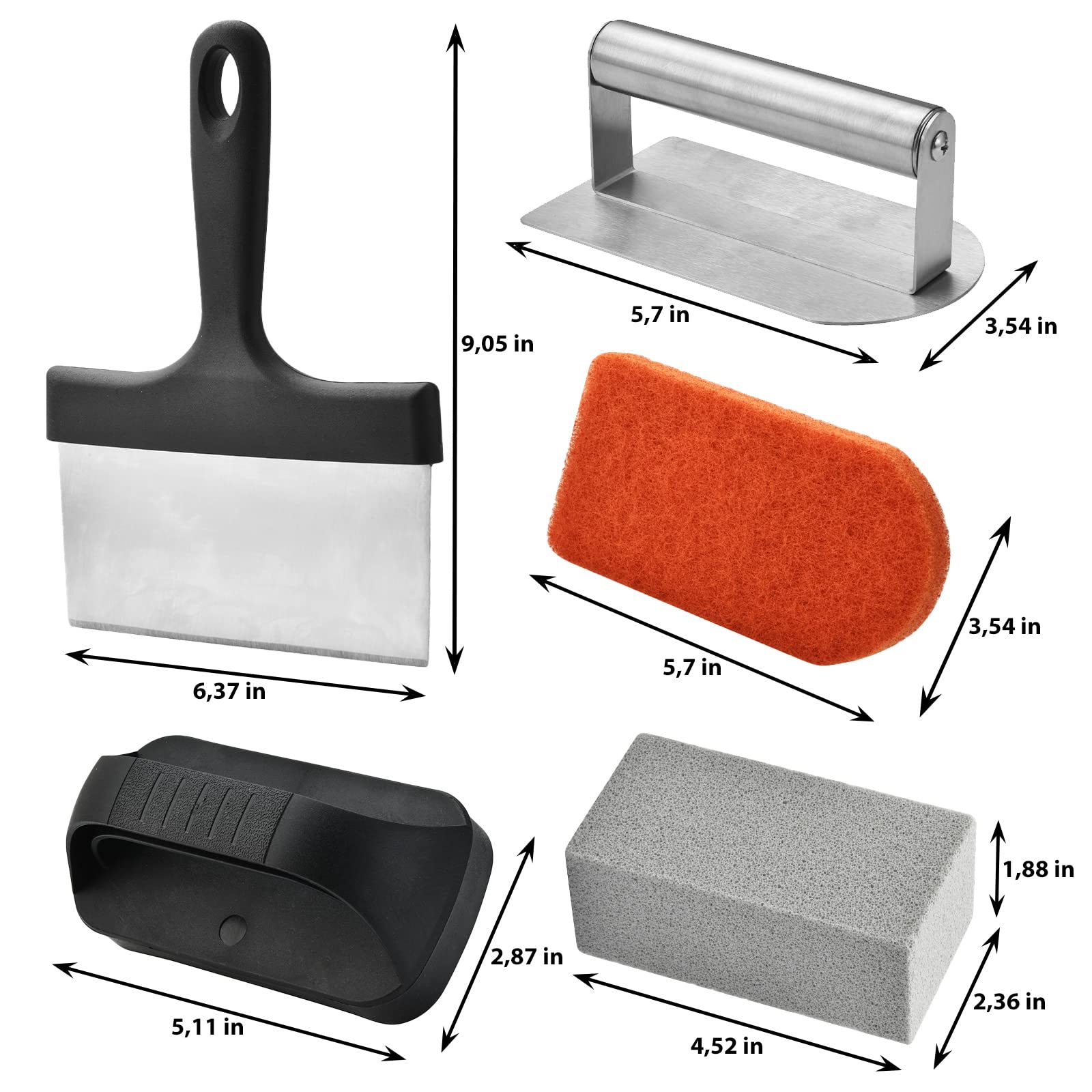 **15-Piece Heavy Duty Blackstone Griddle Cleaning Kit - Grill Stone, Scraper & Stainless Steel Brush for Flat Top Grills - Perfect for Outdoor BBQ & Camping Cooking**