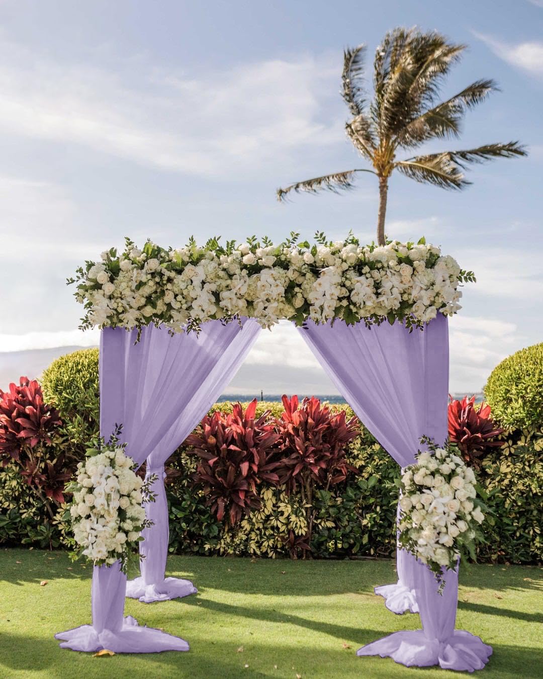 Lilac Sheer Chiffon Wedding Arch Draping Fabric - 2 Panels 30'' x 18FT for Bridal Shower, Easter Party & Church Ceremony Decor | Elegant Backdrop for Outdoor Weddings, Garden Parties & Photo Shoot Background