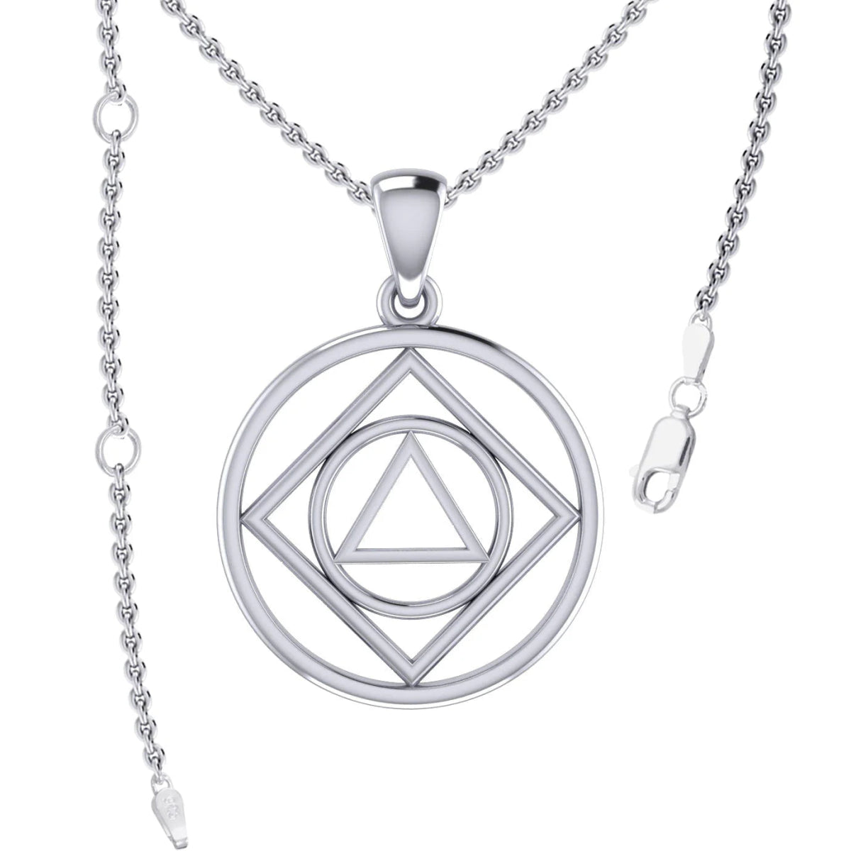 Dual Recovery NA & AA Sterling Silver Pendant with Adjustable 18