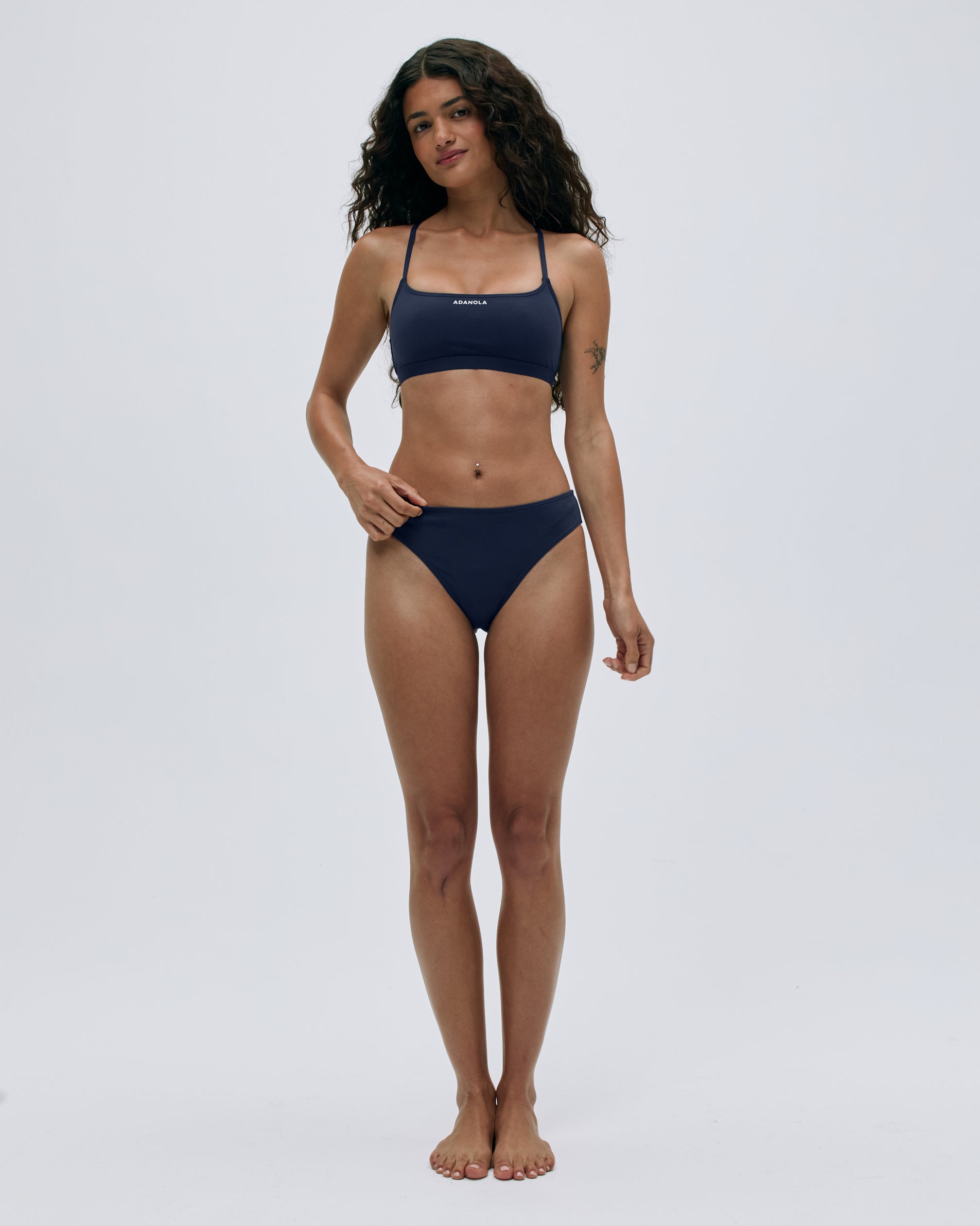 Women's High Waisted Bikini Bottoms - Navy Blue Swimwear for Beach, Pool & Vacation | Comfortable & Stylish Swim Bottom