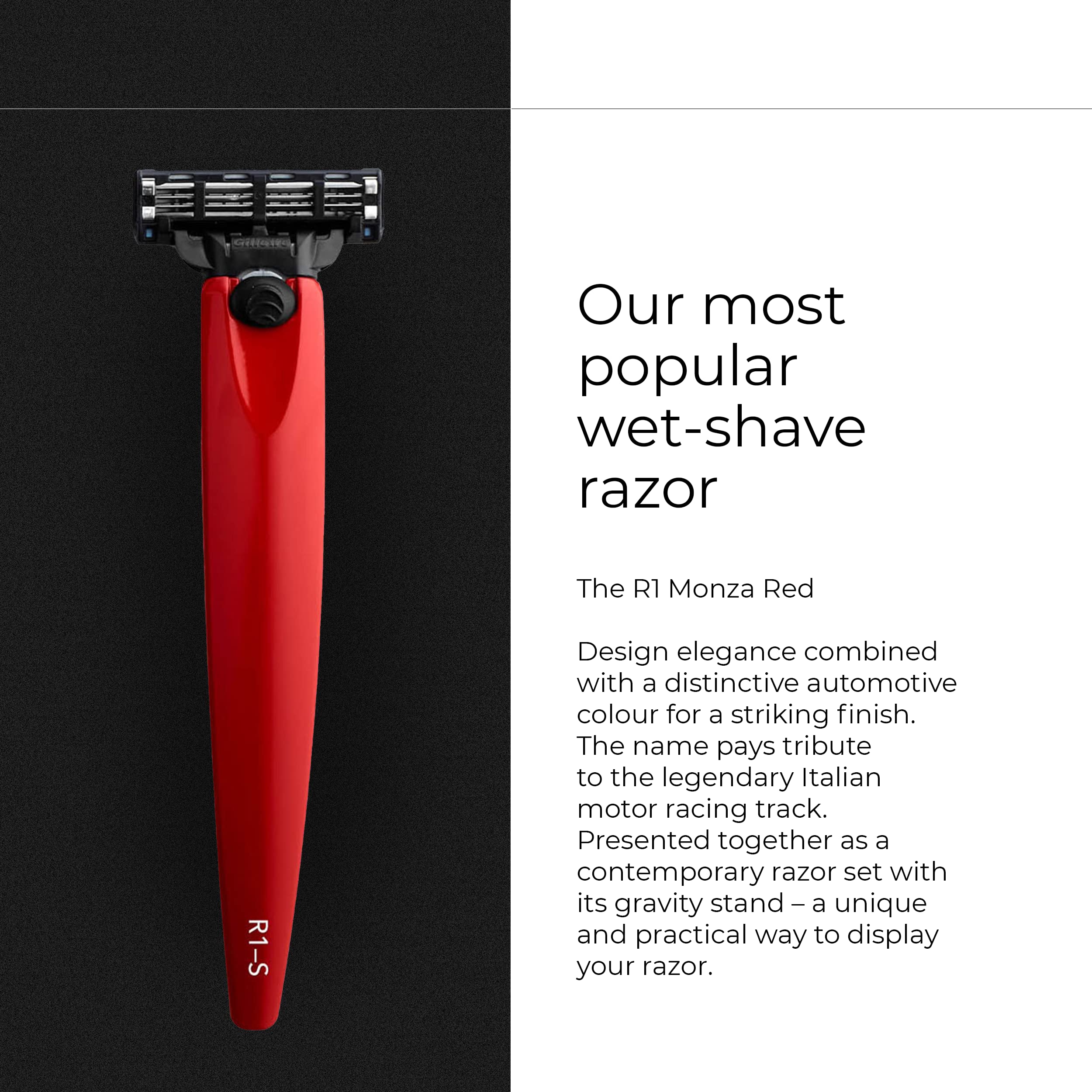 Premium Bolin Webb R1 Monza Red Safety Razor with Stand & Gillette Mach3 Blades - Luxury Men's Shaving Kit for Smooth Shave - Perfect Gift for Him, Home & Travel Use