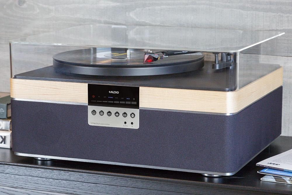 AUDIO THE+ Bluetooth Record Player Speaker with SE MAPLE Design - Wireless Music Streaming for Home, Office, and Outdoor Parties
