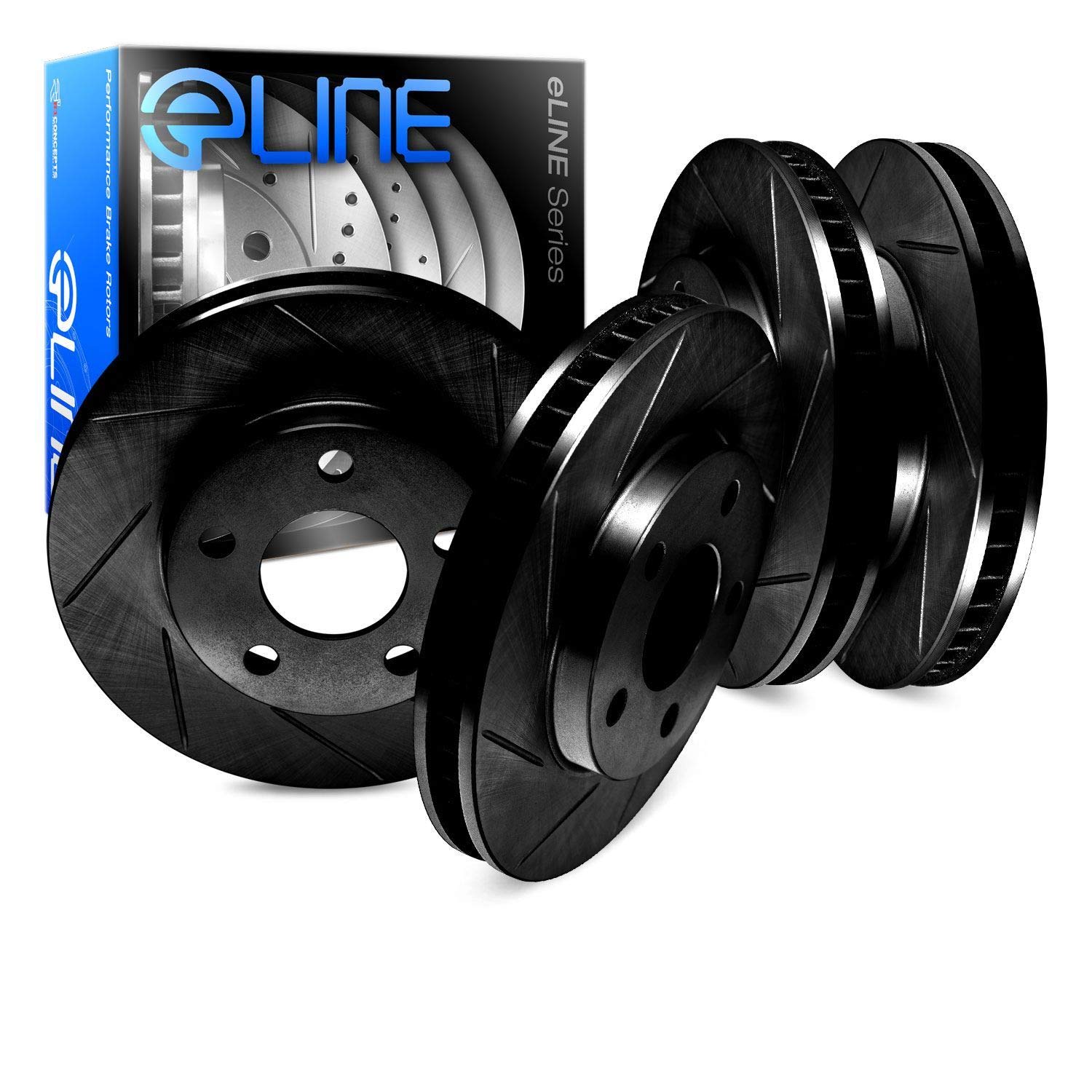 1996-1998 Volkswagen Golf Jetta Passat R1 Concepts Front & Rear Black Zinc Diamond Slotted Brake Rotors - High Performance Braking for Street Racing & Daily Driving