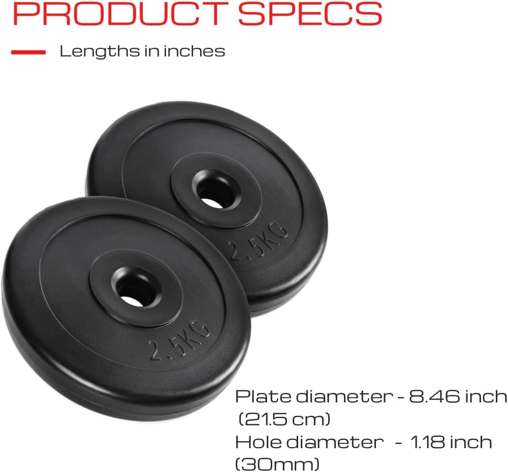 A2Z SPORT® 30mm Gym Weight Plate Set: 2x5kg + 2x10kg / 4x2.5kg + 4x5kg / 2x5kg + 4x2.5kg - Total 30kg/20kg/15kg Dumbbell & Barbell Weight Plates for Home & Commercial Gym Workouts