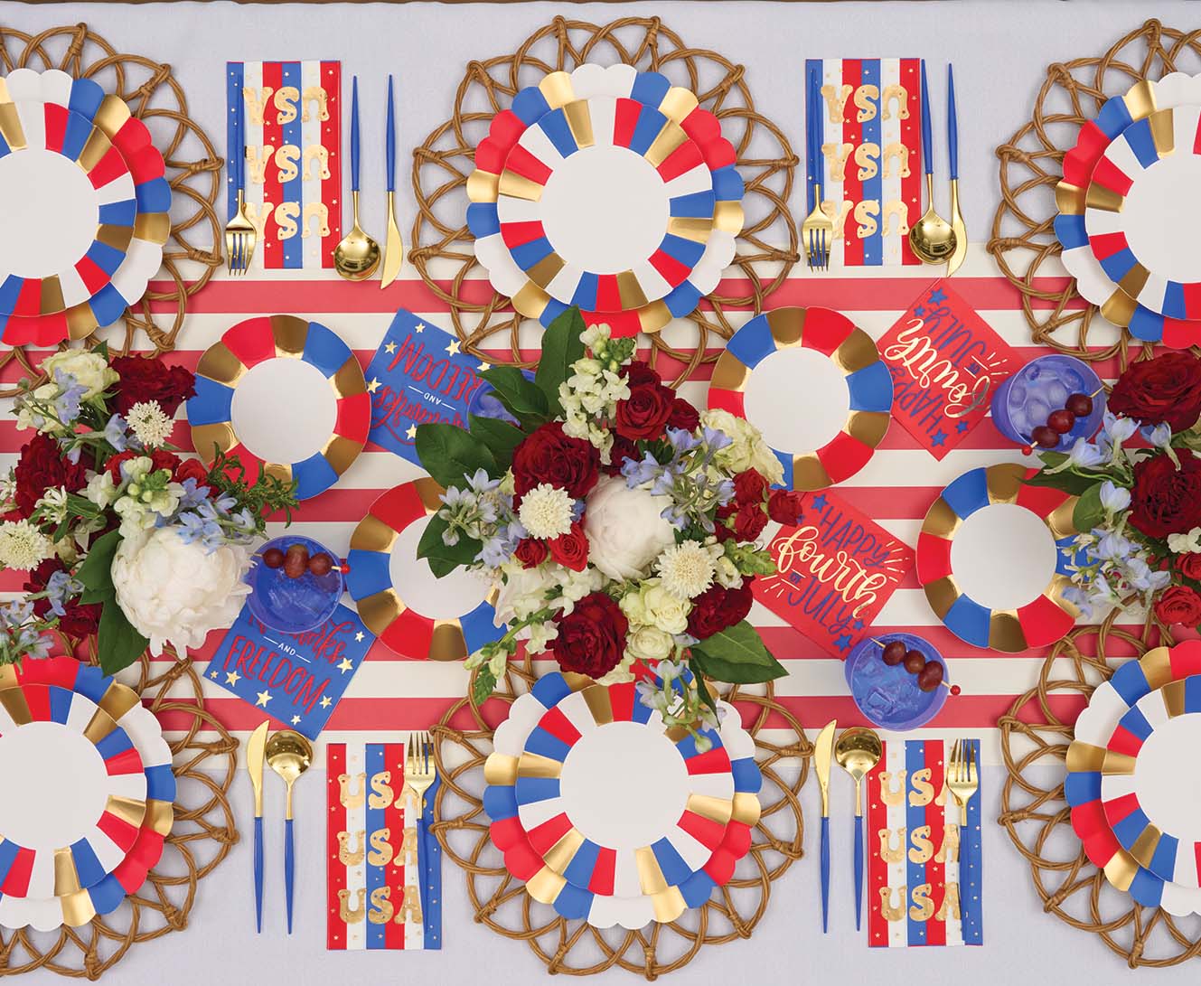 Modern Patriotic Cocktail Napkins - 20 Pack for 4th of July Party Decorations | Red White & Blue Paper Drink Coasters for Independence Day Celebrations, BBQs, and Summer Gatherings
