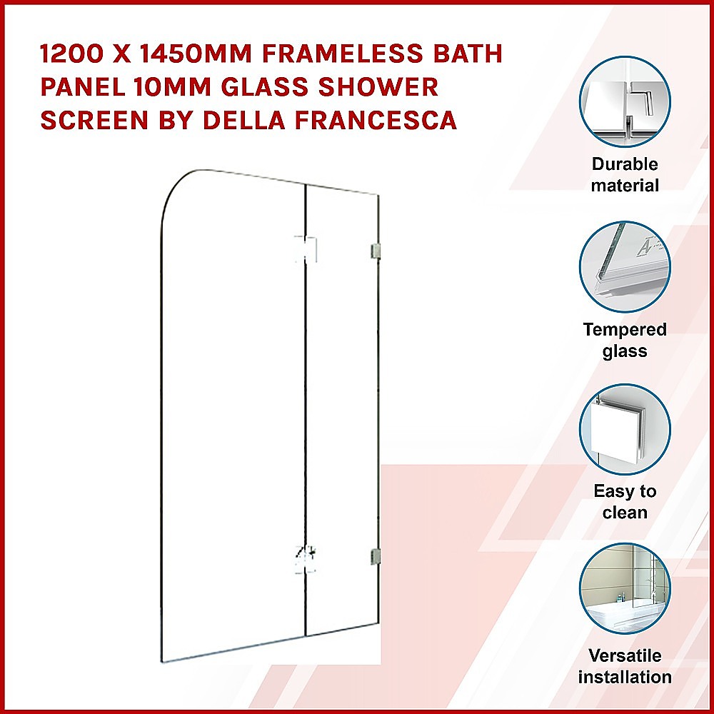 10mm Frameless Glass Shower Screen 1200 x 1450mm - Modern Bathroom Panel by Della Francesca | Perfect for Walk-in Showers & Spa-Style Bathrooms