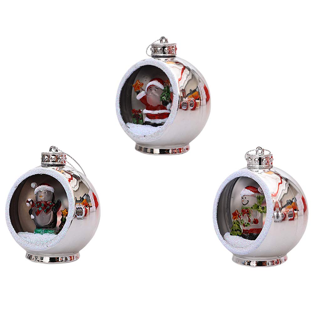 OSALADI 3-Piece Christmas Electroplated Ball Lights - Battery Operated Xmas Tree Ornaments for Holiday Decor, Fireplace & Indoor Lighting | Perfect for Christmas Tree Decorations, Mantel Displays & Festive Home Ambiance