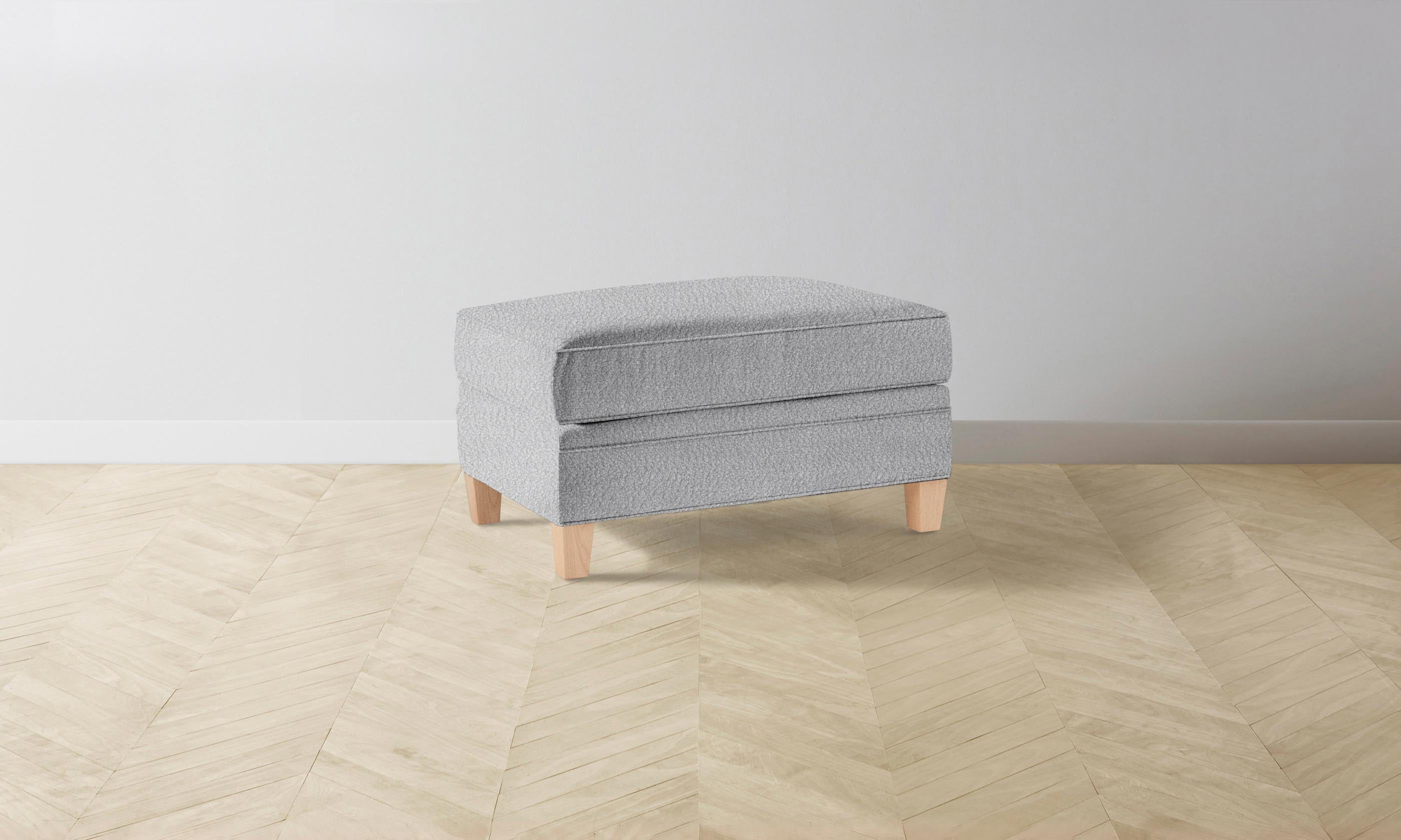 Carmine Ottoman with Italian Bouclé Fabric - Waterfall Edge Design for Living Room, Bedroom & Home Decor
