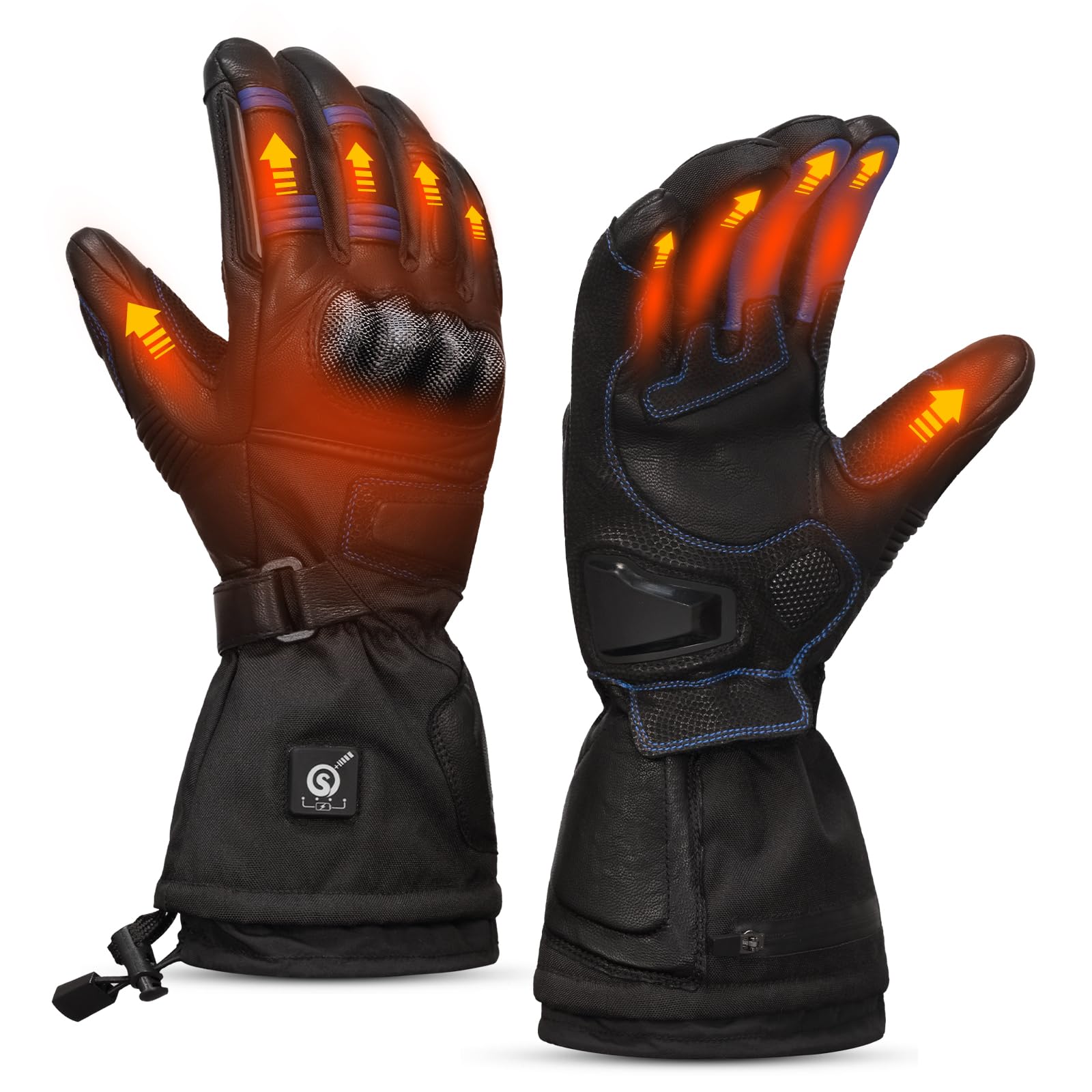 SAVIOR HEAT 7.4V Heated Motorcycle Gloves for Men & Women - 3000mAh Rechargeable Battery Electric Gloves for Cycling, Riding, Snowmobile & Skiing | Winter Sports & Cold Weather Protection