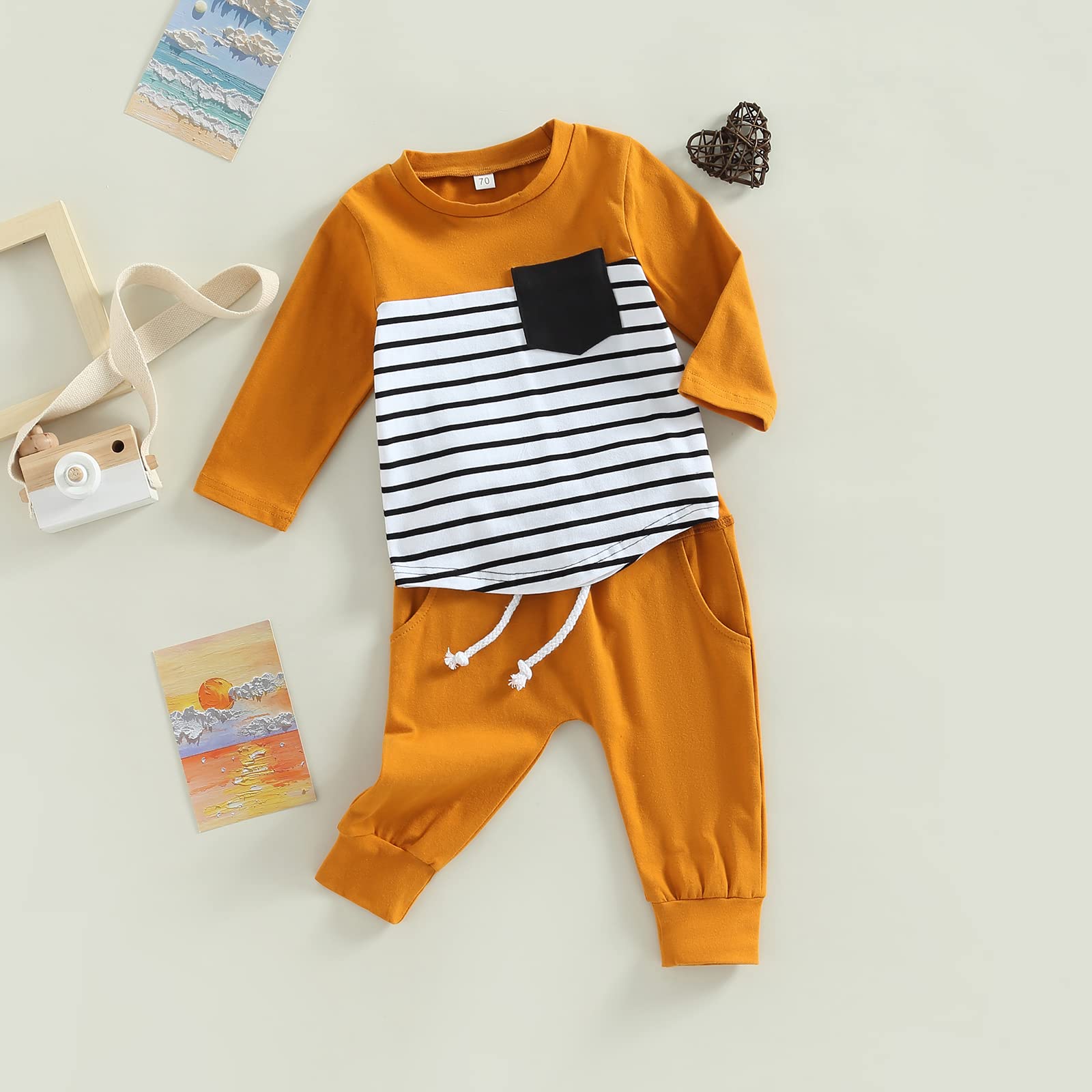 Newborn Toddler Baby Boy Fall & Summer Outfits - 2Pcs Long Sleeve Hoodie T-Shirt & Pants Set | Cute Casual Wear for Playdates & Family Outings