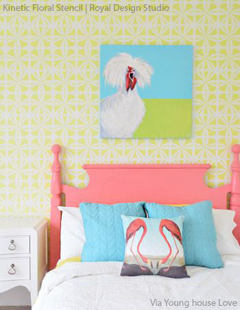 Kinetic Floral Wall Stencil - Reusable DIY Painting Template for Home Decor, Nursery, Bedroom & Living Room - Perfect for Accent Walls, Furniture Upcycling & Creative Art Projects