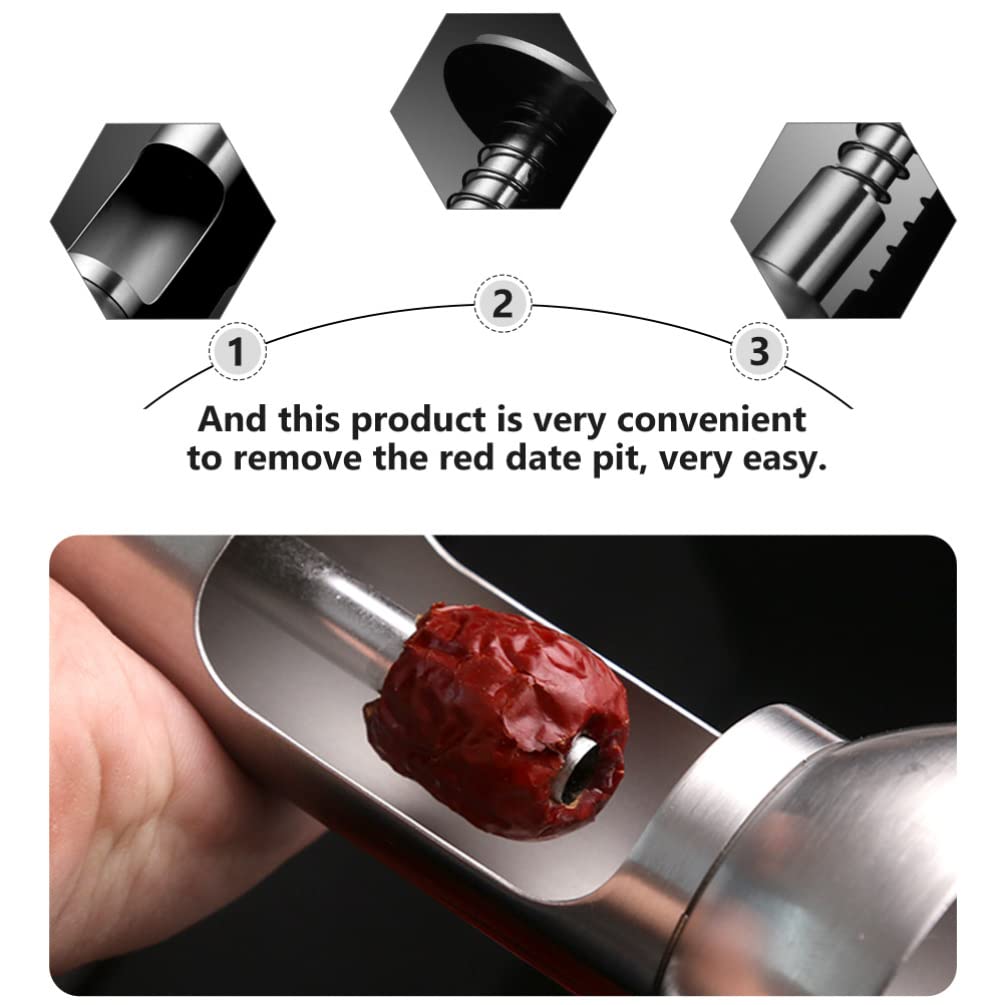 Stainless Steel Fruit Core Remover Tool - Cherry, Date, Apple Corer for Kitchen - Easy to Use Kitchen Gadget for Pitting Fruits (Perfect for Baking, Cooking & Meal Prep)