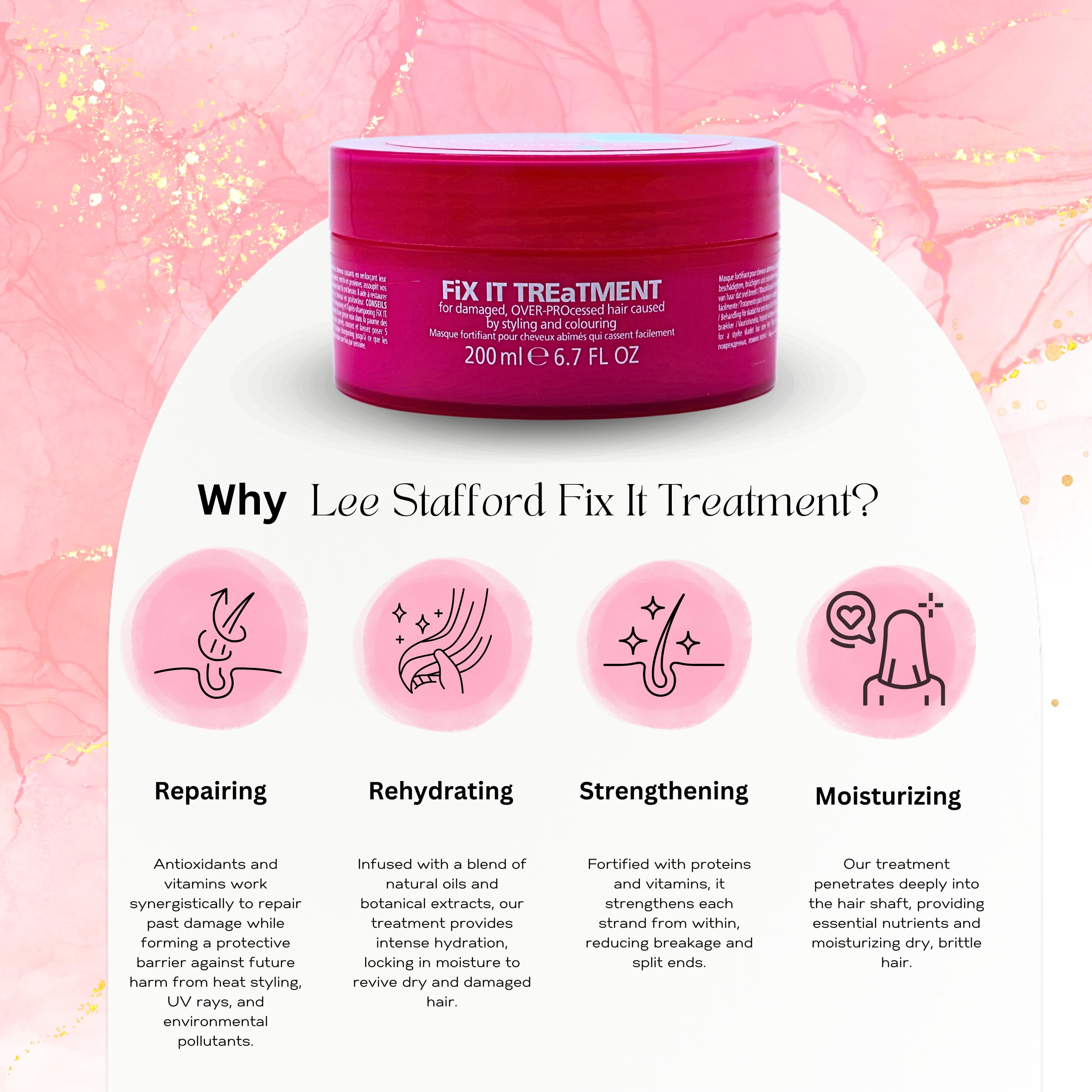Lee Stafford Breaking Hair Treatment 200ml - Repair Damaged Hair, Strengthen & Nourish - Perfect for Dry, Brittle & Split Ends - At-Home Hair Care Solution