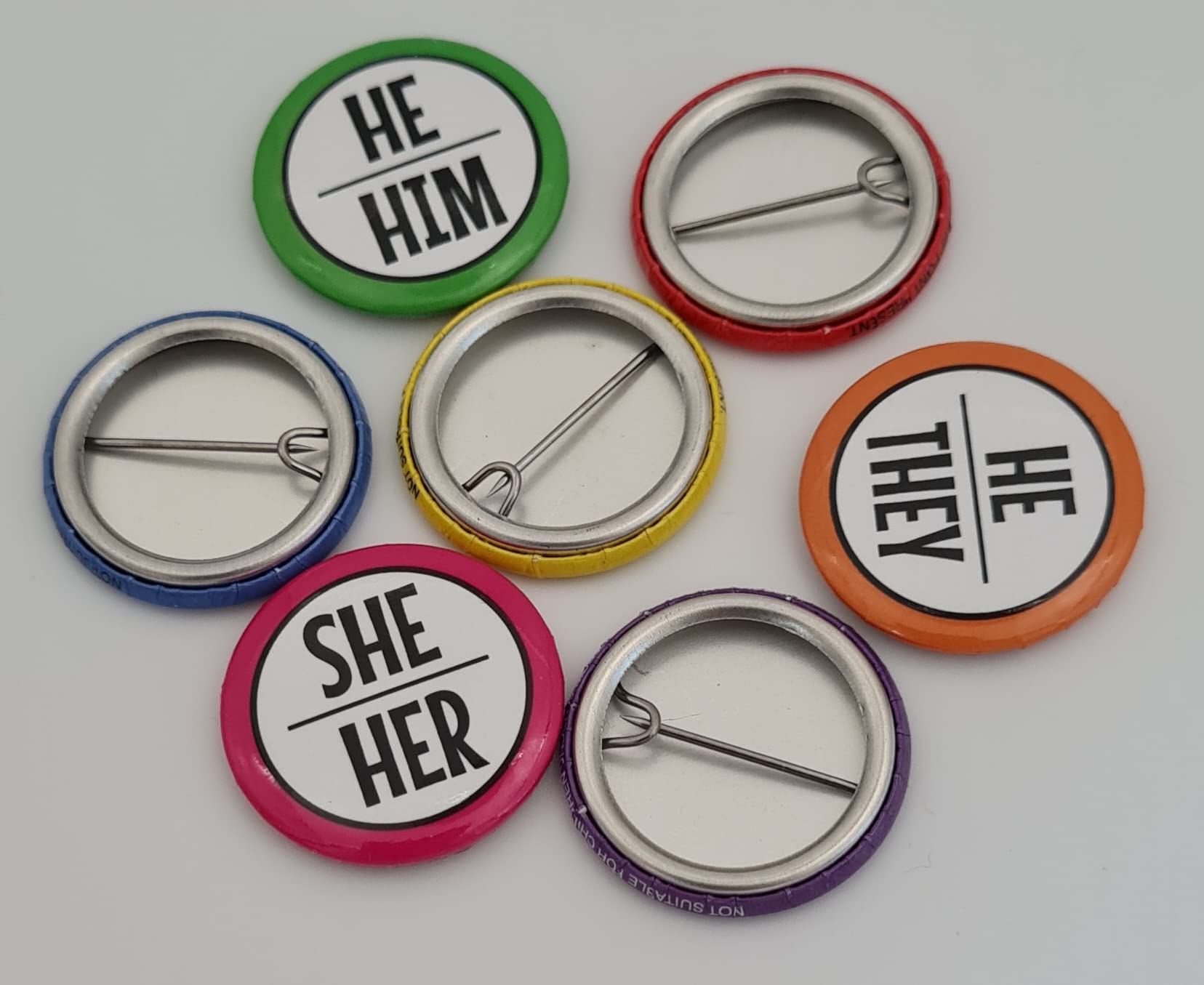 My Pronouns Are Pins - Bulk Pack of 100 Customizable LGBTQ+ Pride Badges (1 inch/25mm) - Gender Pronouns Pins for Pride Events, Workplace, School & Everyday Allyship