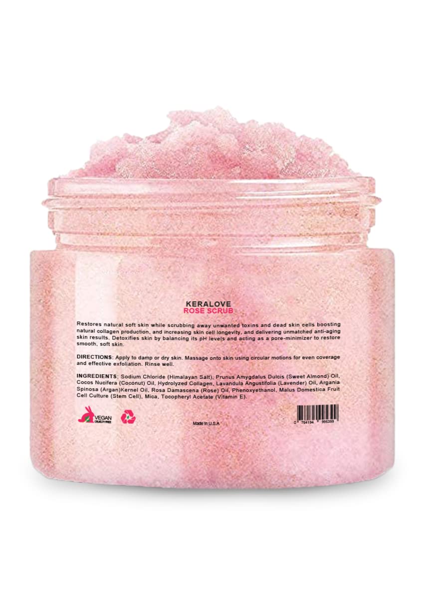 Keralove Collagen & Stem Cell Body Scrub 12 oz - Exfoliating Himalayan Salt Scrub for Cellulite Reduction - Deep Cleansing for Acne, Scars & Wrinkles - Hydrating Moisturizer for Smooth Skin - Perfect for Spa Day, Self-Care Routine & Gift Sets