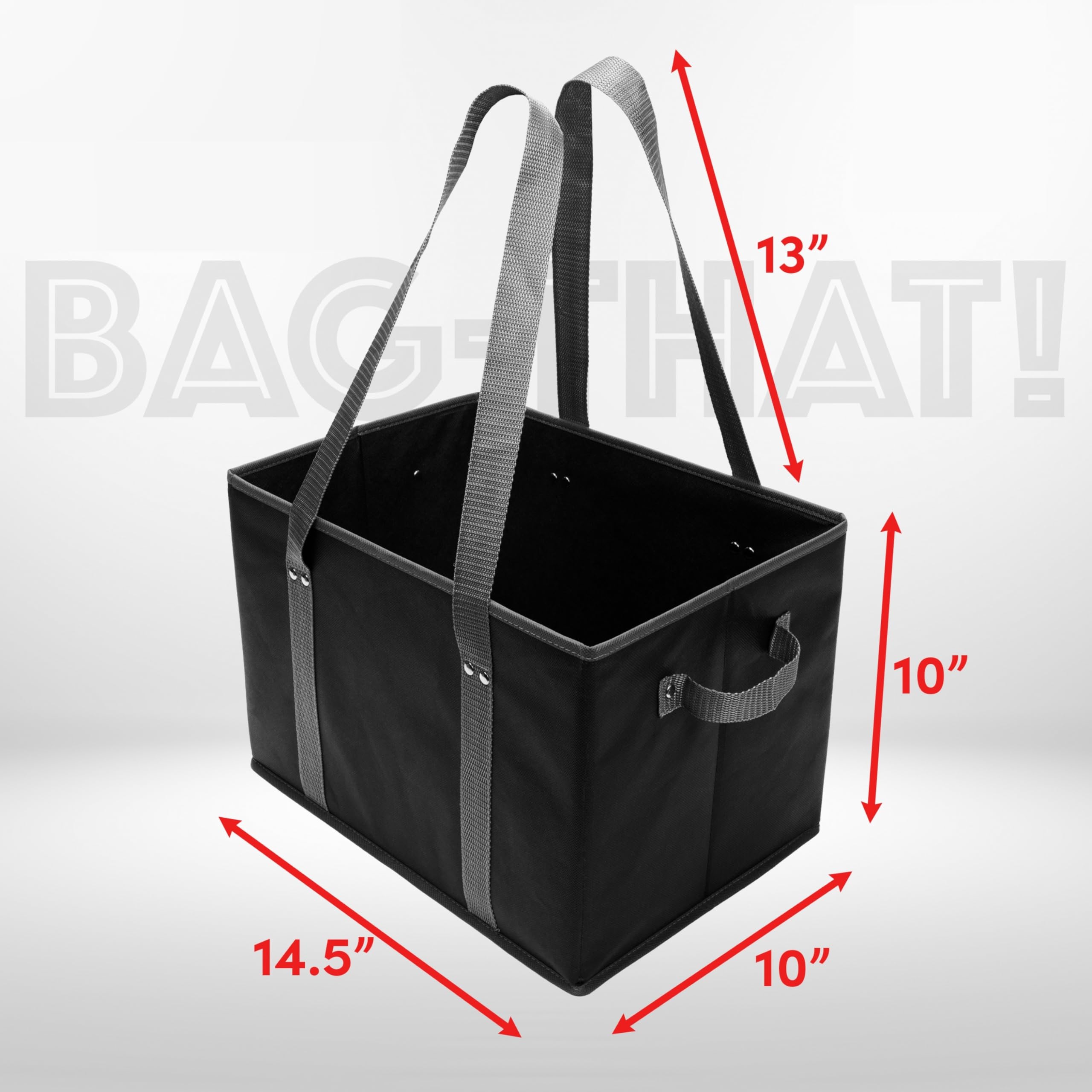 BAG-THAT! 4-Pack Heavy Duty Reusable Grocery Shopping Tote Bags with Reinforced Bottom & Foldable Design - Large Capacity for Supermarket, Farmers Market & Bulk Shopping (Black)
