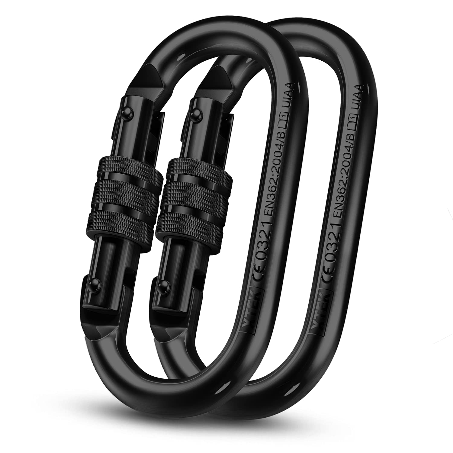 XTEK Heavy Duty Climbing Carabiner - UIAA Certified 25kN (5620 LB) Oval Screw Lock Steel Carabiner Clip for Rock Climbing, Hiking, Camping & Hammocks - Durable Safety Gear for Outdoor Adventures