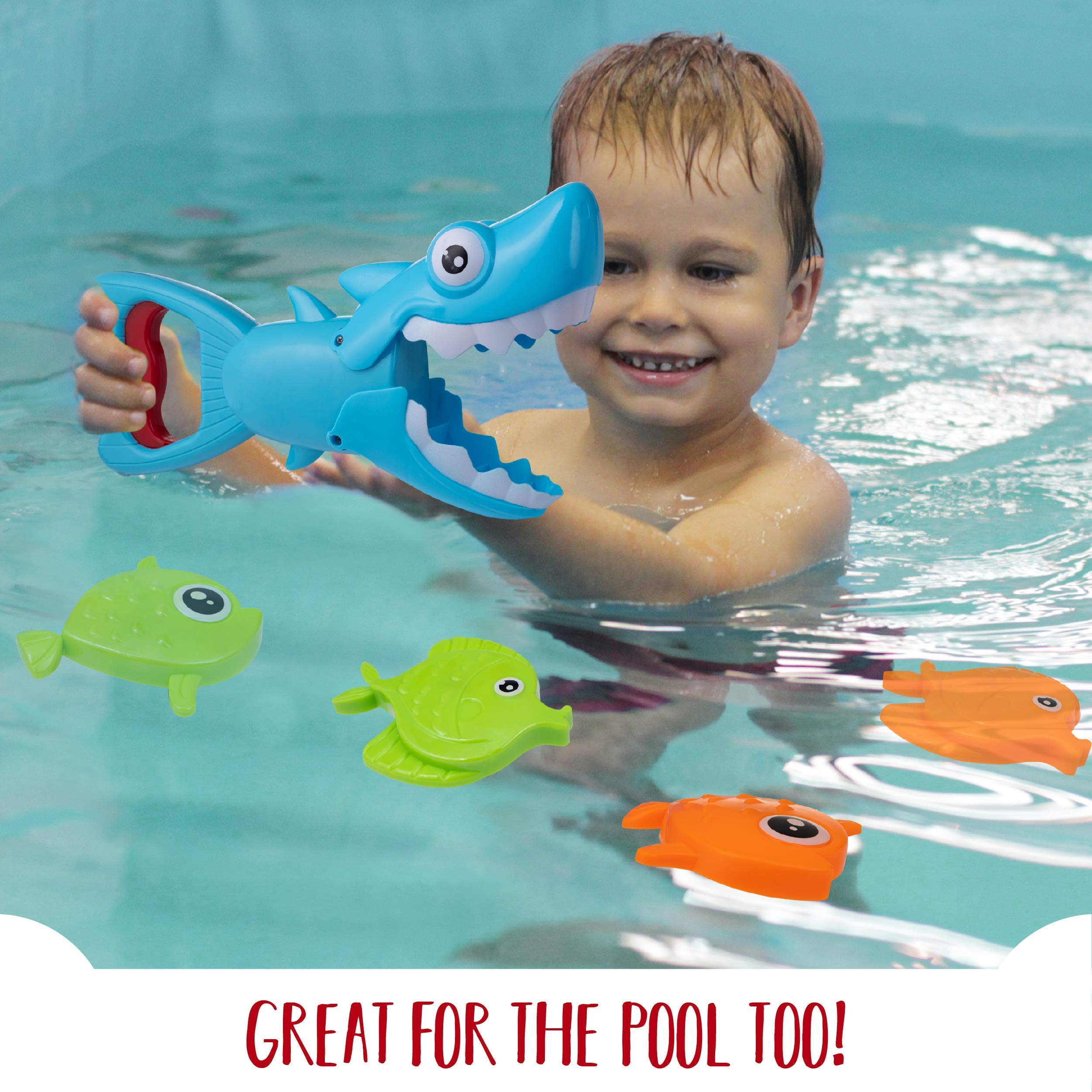 Hoovy Baby Bath Toys Set - Fun Shark Grabber with 4 Toy Fish for Toddlers & Kids - Safe Bathtub Toys for Boys & Girls - Perfect for Bath Time Play & Learning