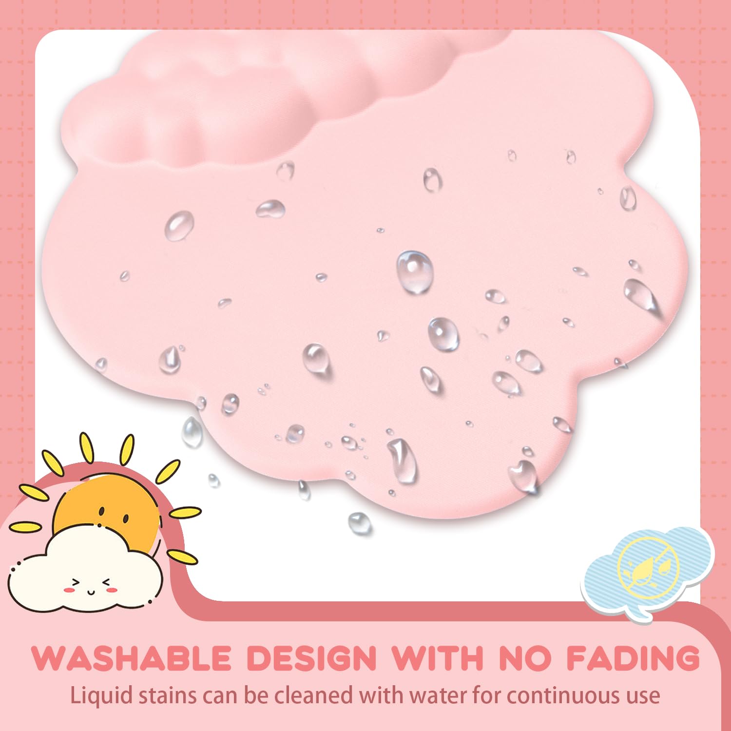 Ergonomic Cloud-Shaped Gaming Mouse Wrist Rest with Non-Slip Base - Pain Relief Wrist Support for PC, Computer, Office & Travel - Portable, Comfortable & Easy to Clean (Pink) - Perfect for Long Gaming Sessions, Office Work & Home Use