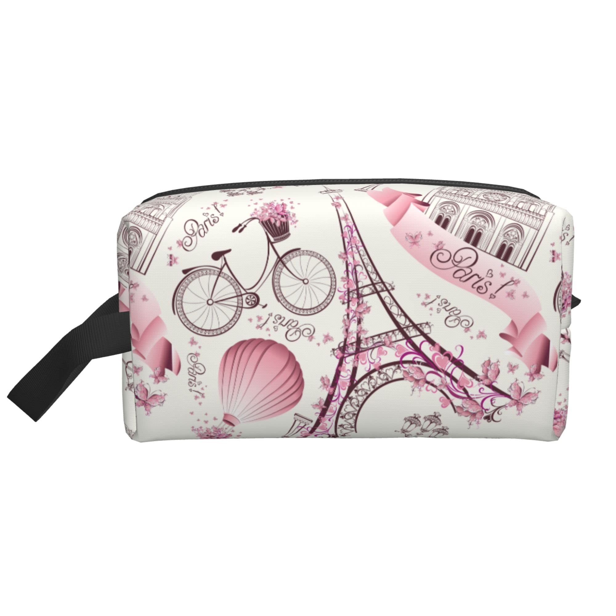 Waterproof Travel Makeup Bag for Women - Portable Cosmetic Pouch & Toiletry Organizer | Fashion Paris Design | Perfect for Vacation, Gym, Business Trips & Daily Essentials Storage