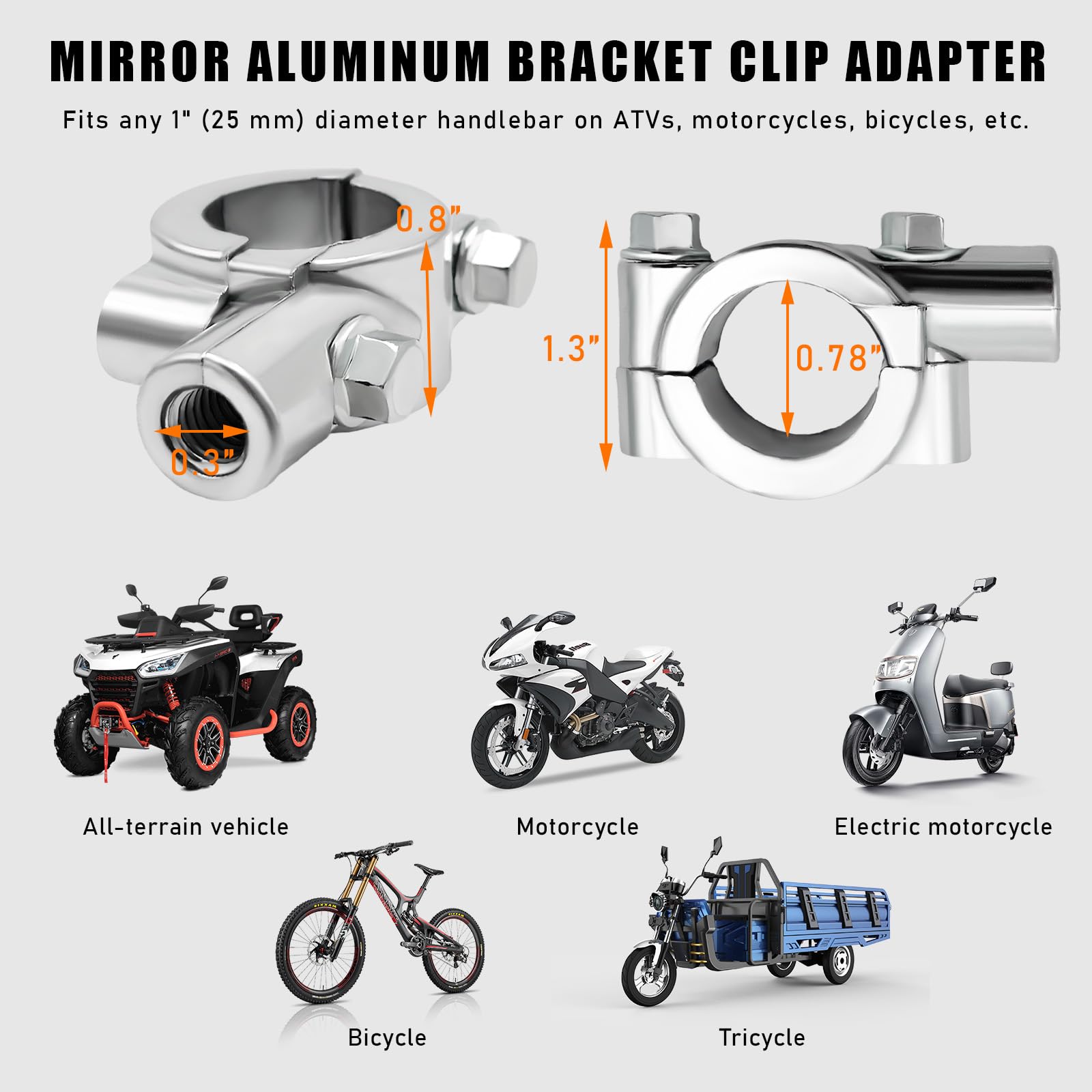 2 PCS Universal Motorcycle Handlebar Mount Holder - Aluminum 7/8