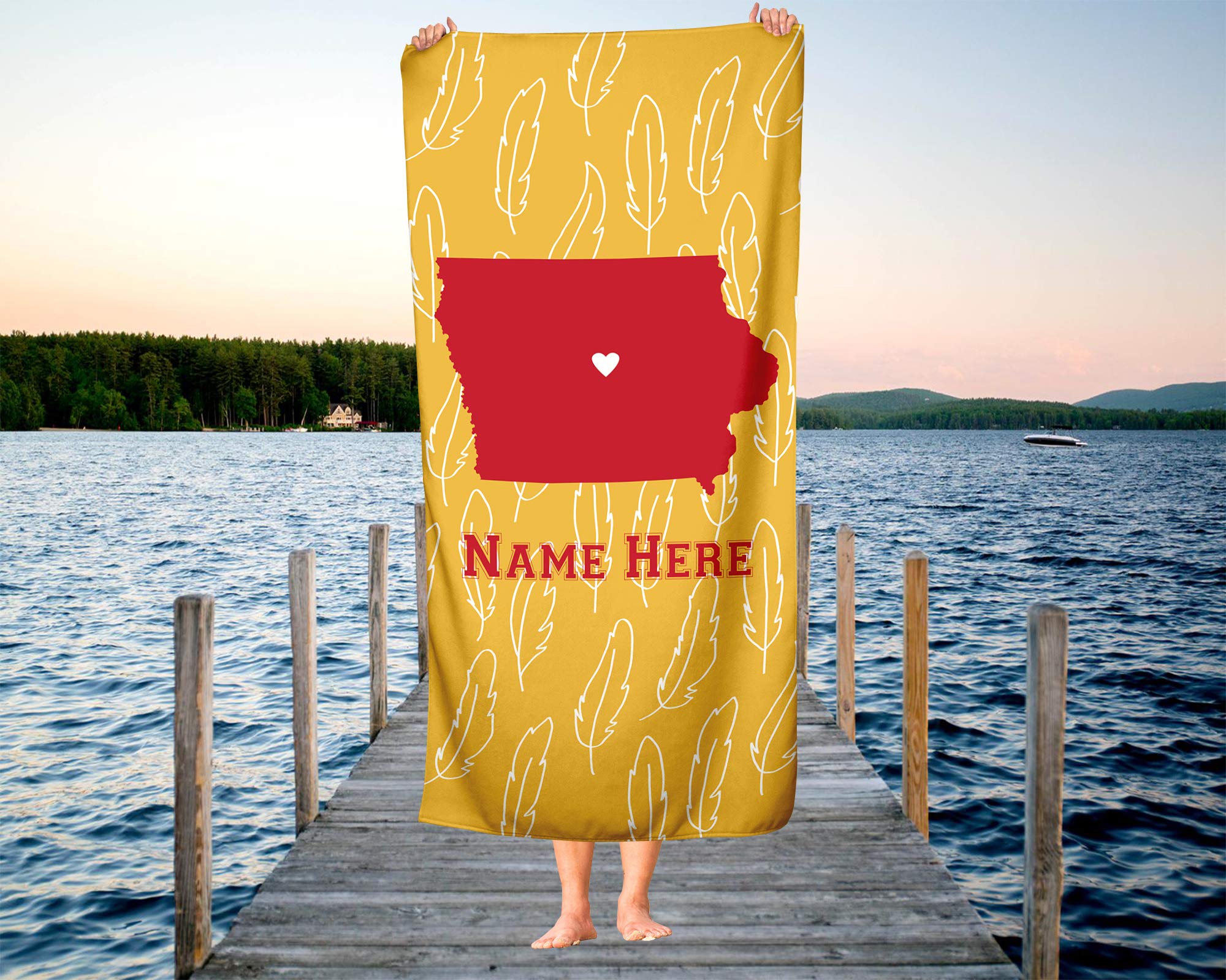 Custom Iowa State Pride Beach & Bath Towel - Personalized Medium & Large Towels for Adults, Kids, College Football & Basketball Fans - Perfect for Gameday, Beach Trips, Poolside Lounging & Home Decor