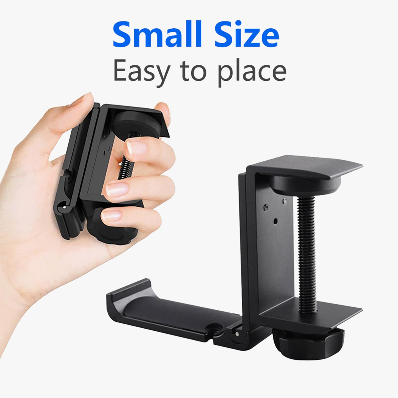 Premium Aluminum Headphone Stand with Cable Clip - Foldable Under Desk Hanger for Gaming & Workspace Organization | Space-Saving Headset Holder for Office, Home & Studio Use