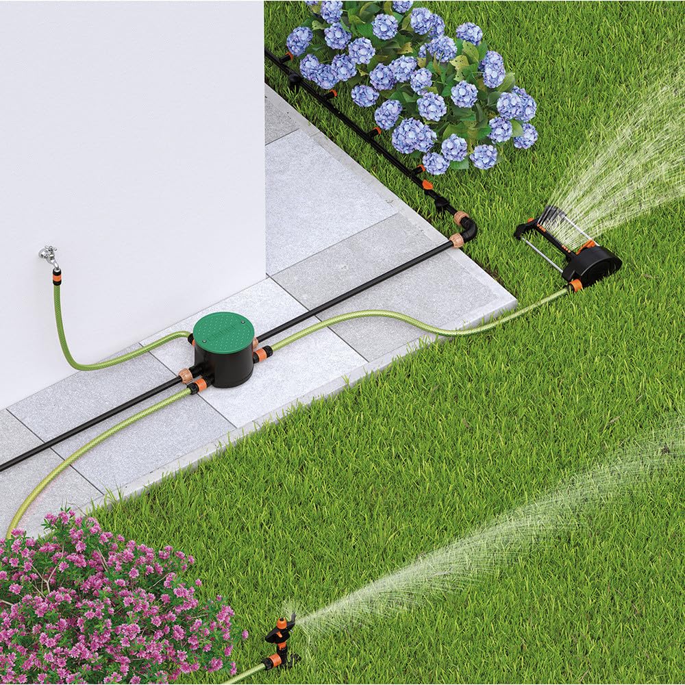 Claber 87323 90829 Hydro-4 Sealed Well Automatic Watering System with Timer - Black/Orange/Gray (250x230x170 cm) - Perfect for Garden, Lawn, and Plant Irrigation