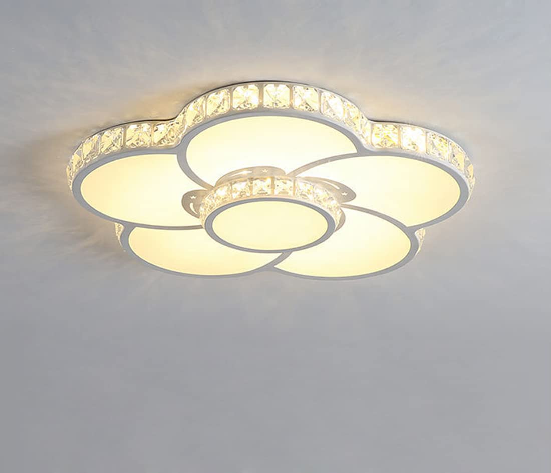 48W LED Ceiling Light - Modern Crystal Flower Design, Dimmable Panel Light with Remote Control, Ø60cm White LED Lighting for Living Room, Bedroom, Office, Dining Room & Kids Room | Energy-Efficient, Stylish Home & Office Decor