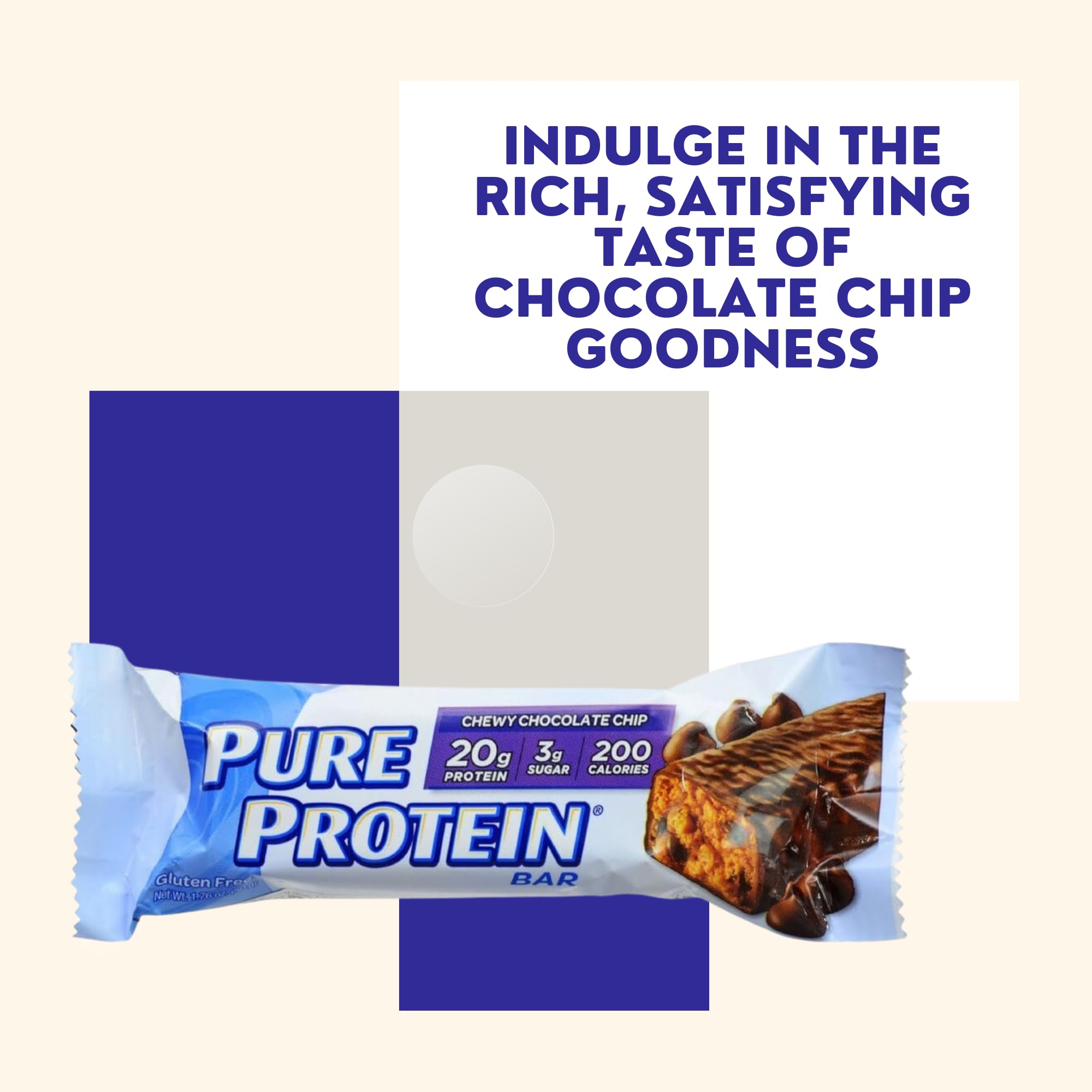 Pure Protein Bar - Chocolate Chip Flavor, 1.76oz (12 Pack) | High Protein Snack for Weight Loss, Muscle Recovery & On-the-Go Energy | Gym, Work, Hiking & Travel