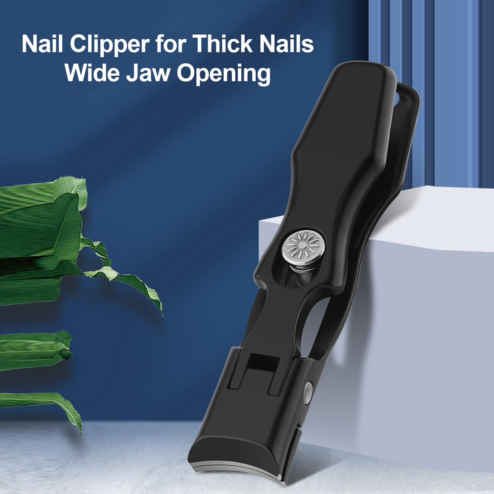Premium Stainless Steel Nail Clipper for Thick Nails - Wide Jaw Ergonomic Toenail & Fingernail Trimmer with Catcher & Splash-Proof Design - Perfect for Seniors, Diabetics & Home Grooming Kits