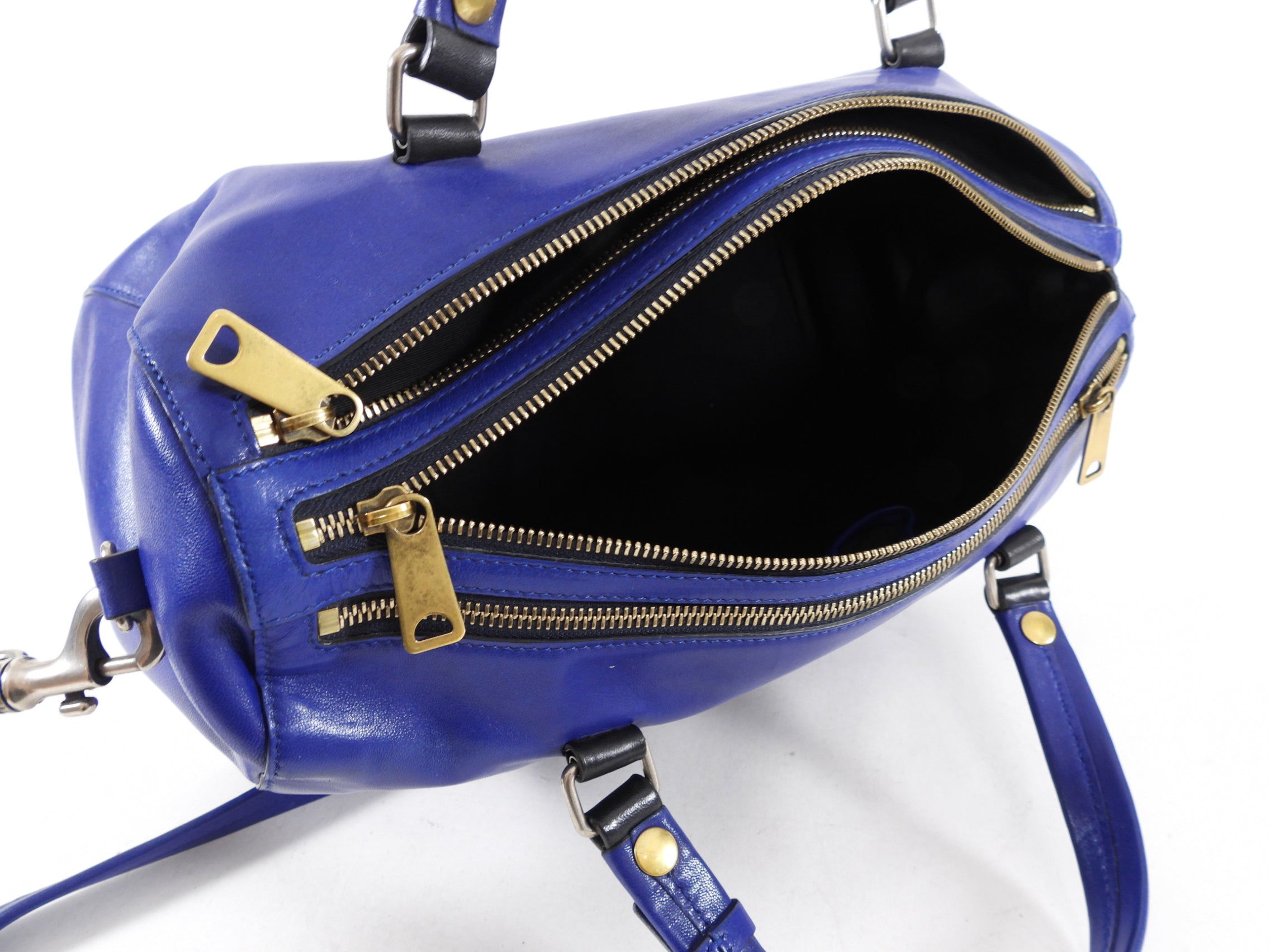 Celine Blue Leather Duffle Bag - Two-Way Carry Handbag for Women | Perfect for Travel, Work & Everyday Use