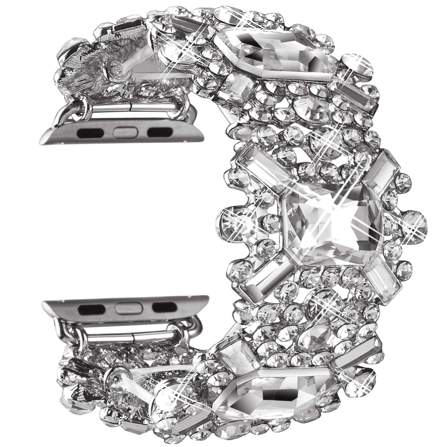 VIQIV Bling Bands for Apple Watch 38mm 40mm 41mm 42mm 44mm 45mm 49mm - Compatible with Series SE 9 8 7 6 5 4 3 2 & Ultra - Diamond Rhinestone Dressy Metal Wristband Strap for Women - Perfect for Parties, Weddings & Special Occasions