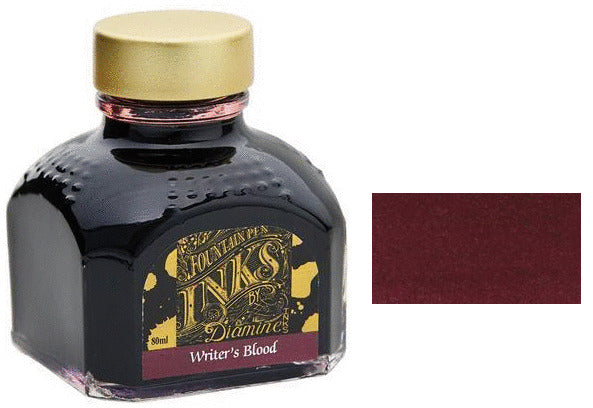 Diamine Writer's Blood Fountain Pen Ink - 80ml Bottle for Calligraphy, Journaling & Letter Writing - Premium Deep Red Ink for Smooth Writing Experience