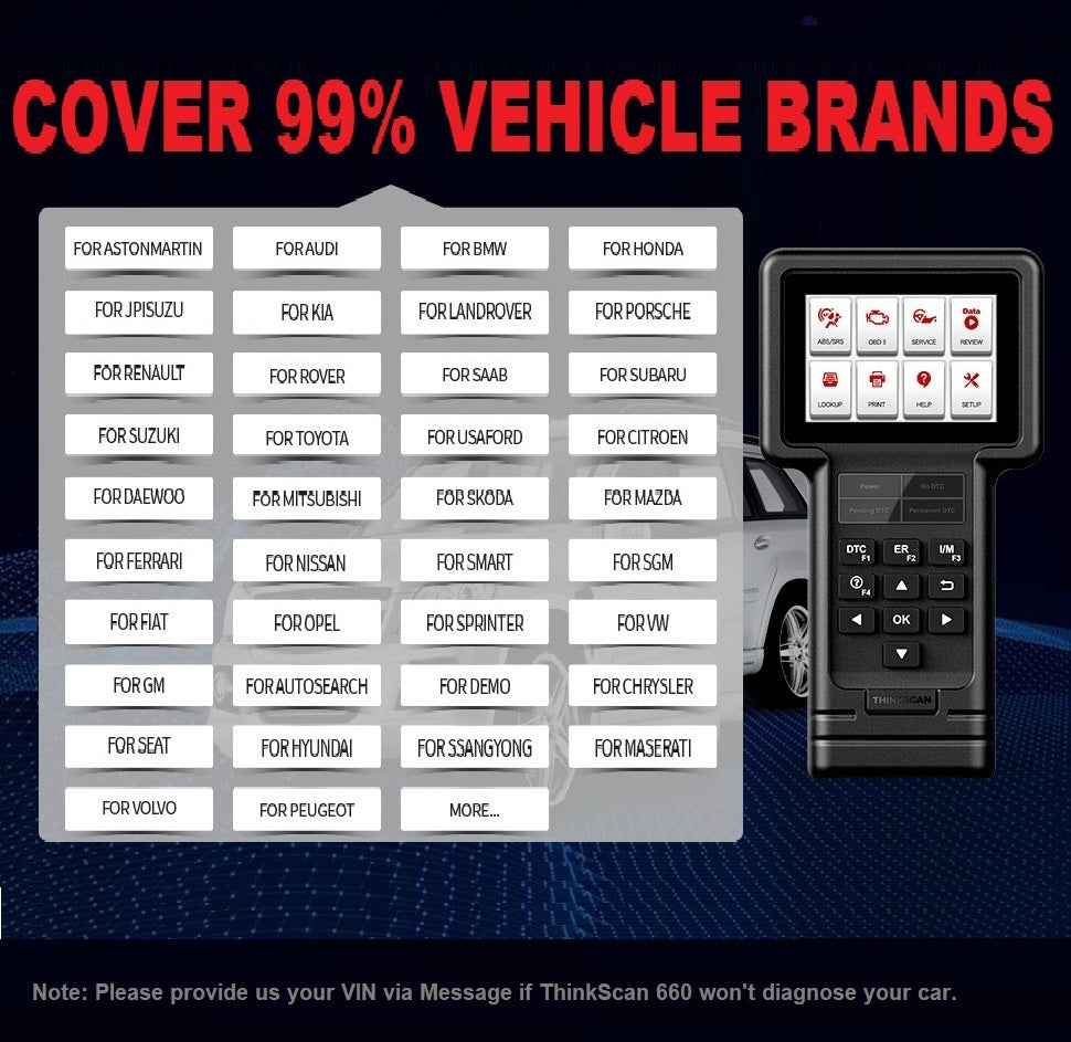 THINKSCAN 660 Professional OBD2 Scanner - Automotive Diagnostic Tool for Engine, Transmission, ABS & Airbag Code Reset | Car Repair & Maintenance | Compatible with Most Vehicles