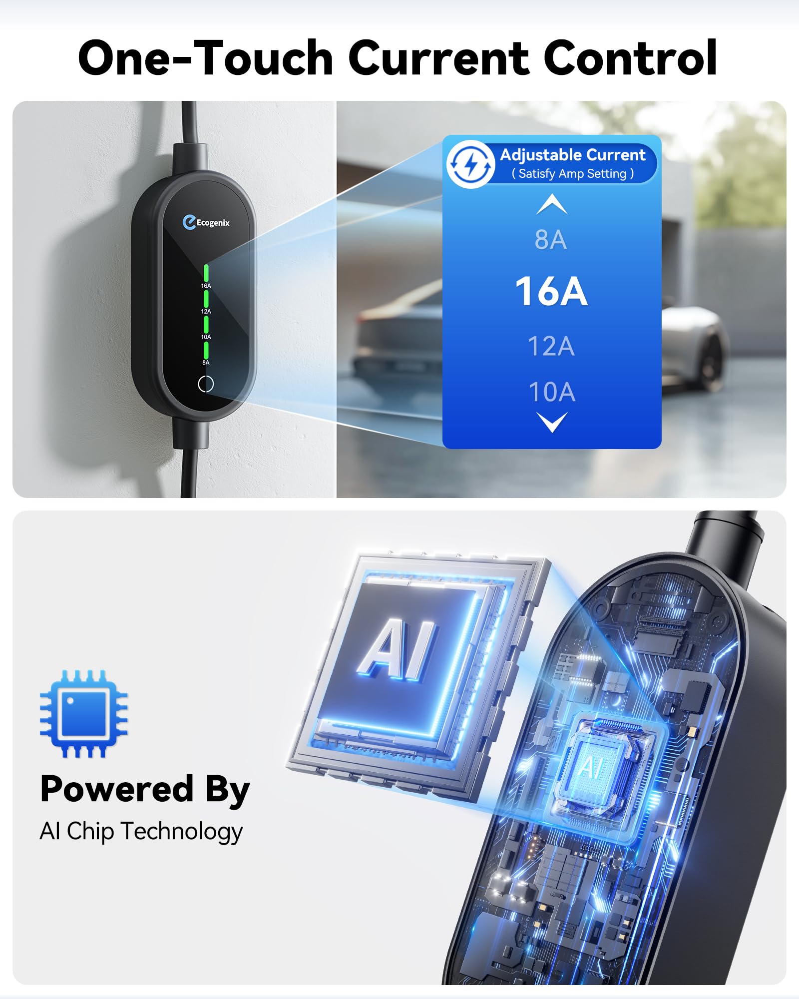 Tesla Level 1 & 2 Mobile Charger - 16Amp 110V-240V EV Charger with Wireless Control & Adjustable Current for Model 3/Y/S/X - Includes 6-20 Plug & NEMA 5-15 Adapter + Portable Storage Bag - Perfect for Home, Travel & Emergency Charging