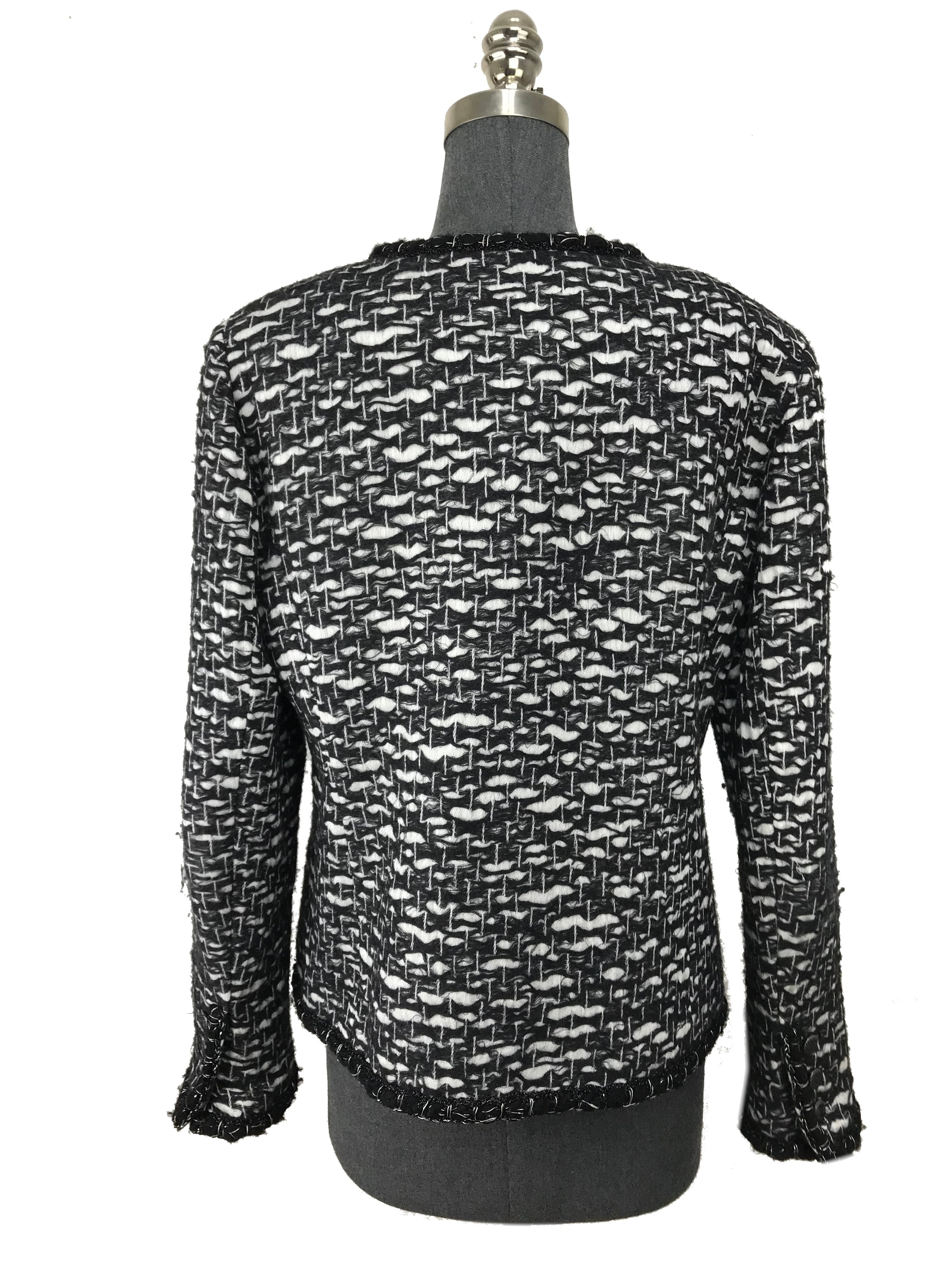 Chanel Wool Jacquard Jewel Neckline Jacket for Women - Size M | Luxury Designer Coat for Fall & Winter | Perfect for Office, Parties & Special Occasions