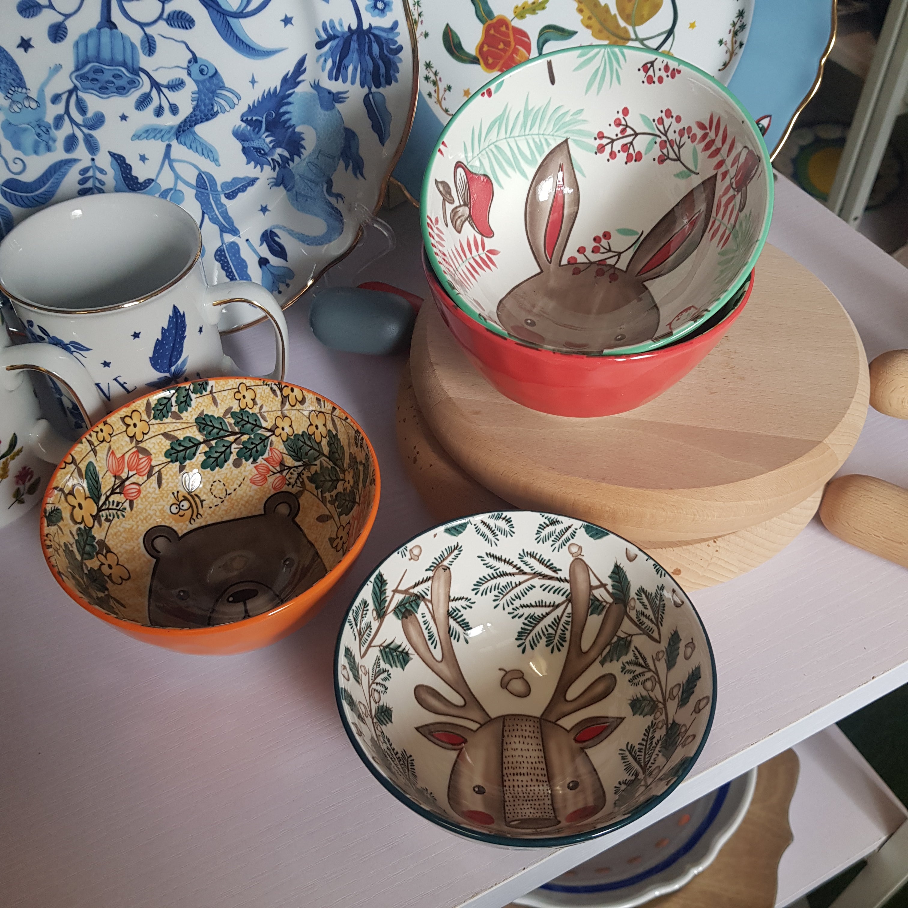 Forest Animals Colorful Bowls, Dishes & Bakeware Set - Cute Animal-Themed Kitchenware for Baking, Serving & Home Decor - Perfect for Kids, Parties & Gifts