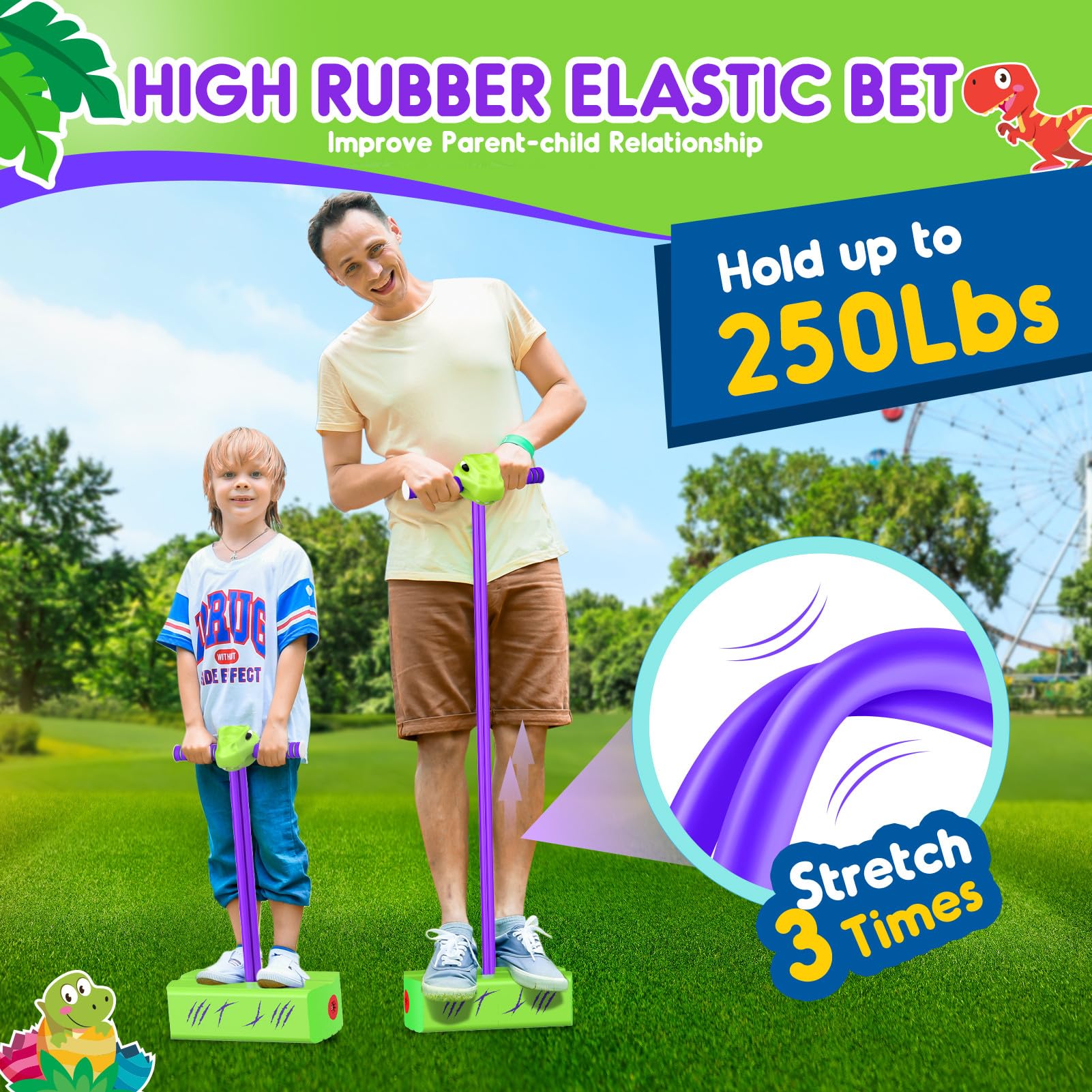 CUUGO LET'S GO! CG Jumping Foam Pogo Stick - Dinosaur Toys for Kids, Outdoor Fun, Birthday Party Gifts, Easter Basket Stuffers for Ages 5-7, Perfect for Backyard Play and Active Learning